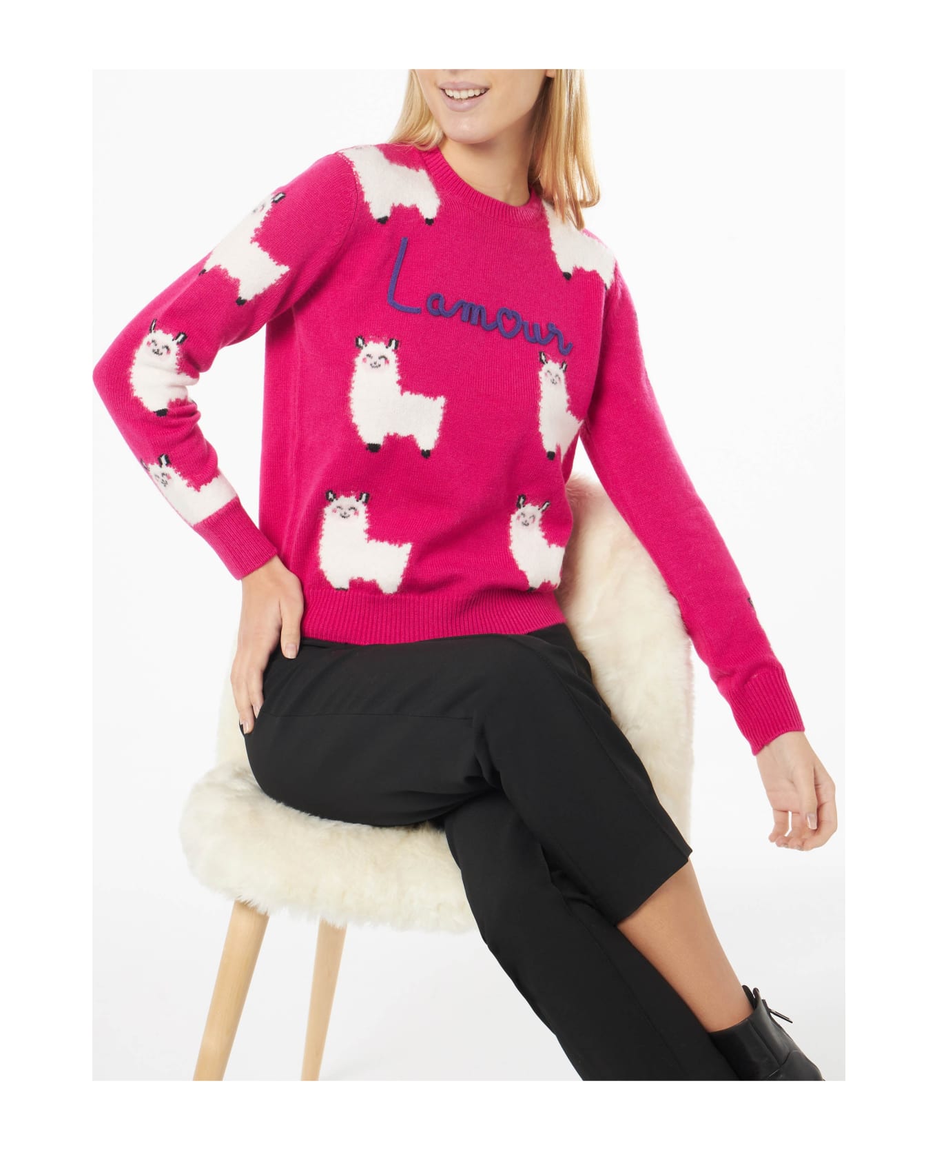 MC2 Saint Barth Woman Crewneck Sweater With L
am<3ur Embroidery - PINK
