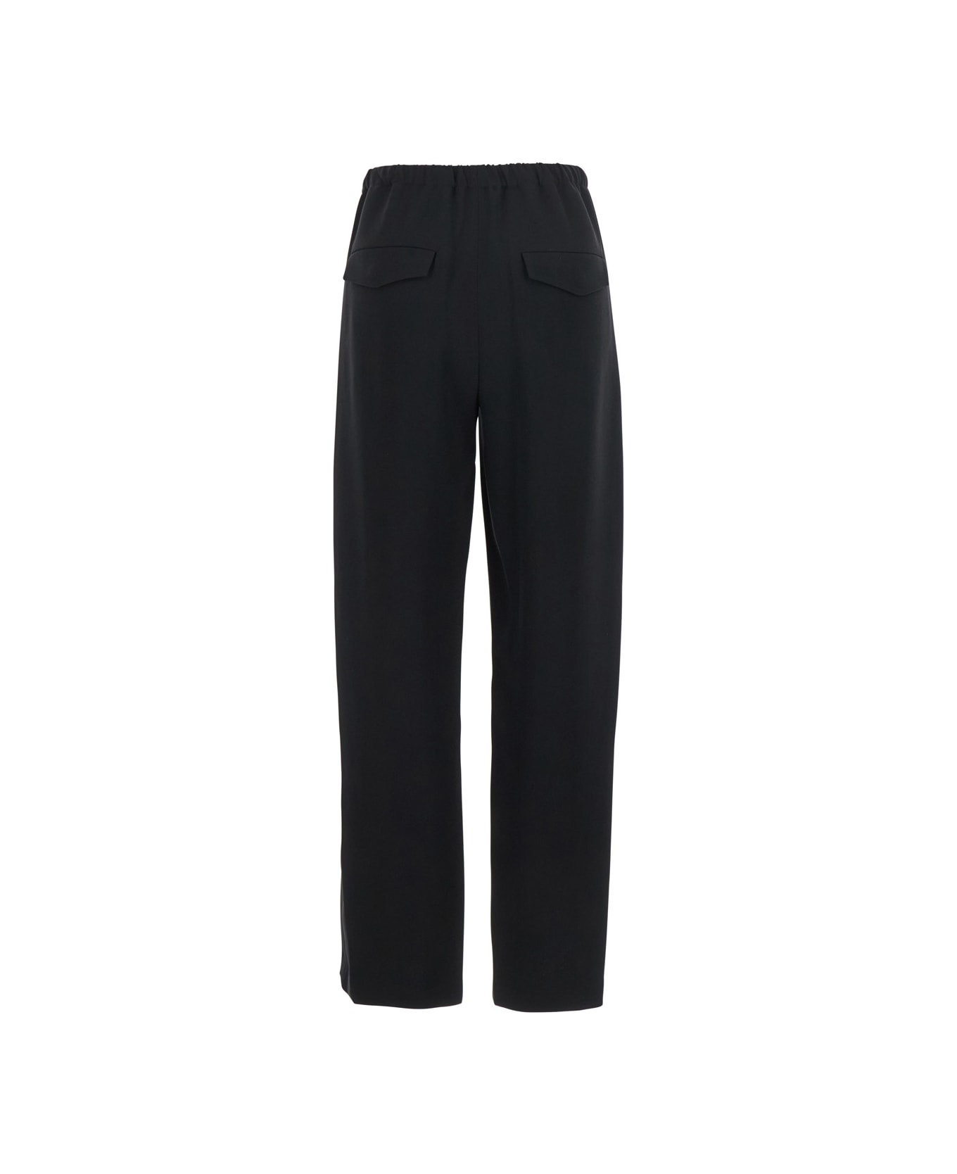 Theory Black Pants With Elastic Drawstring Waist And Pences On The Front In Tech Fabric Woman - Black