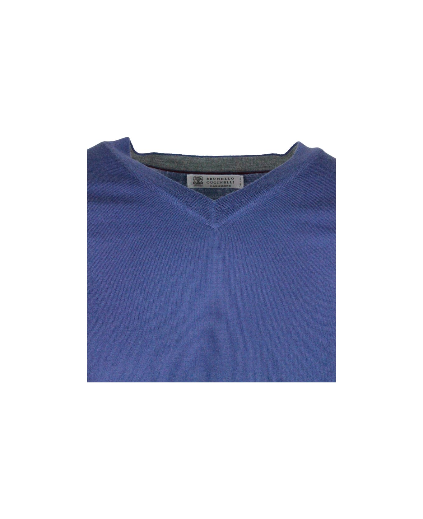 Brunello Cucinelli Long-sleeved V-neck Sweater - Blu