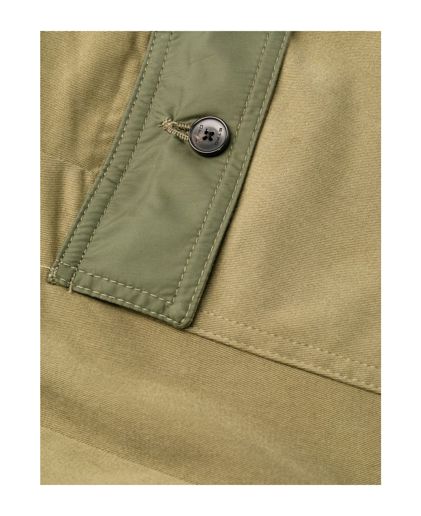 Etro Khaki Cotton Blend Trousers - Verde