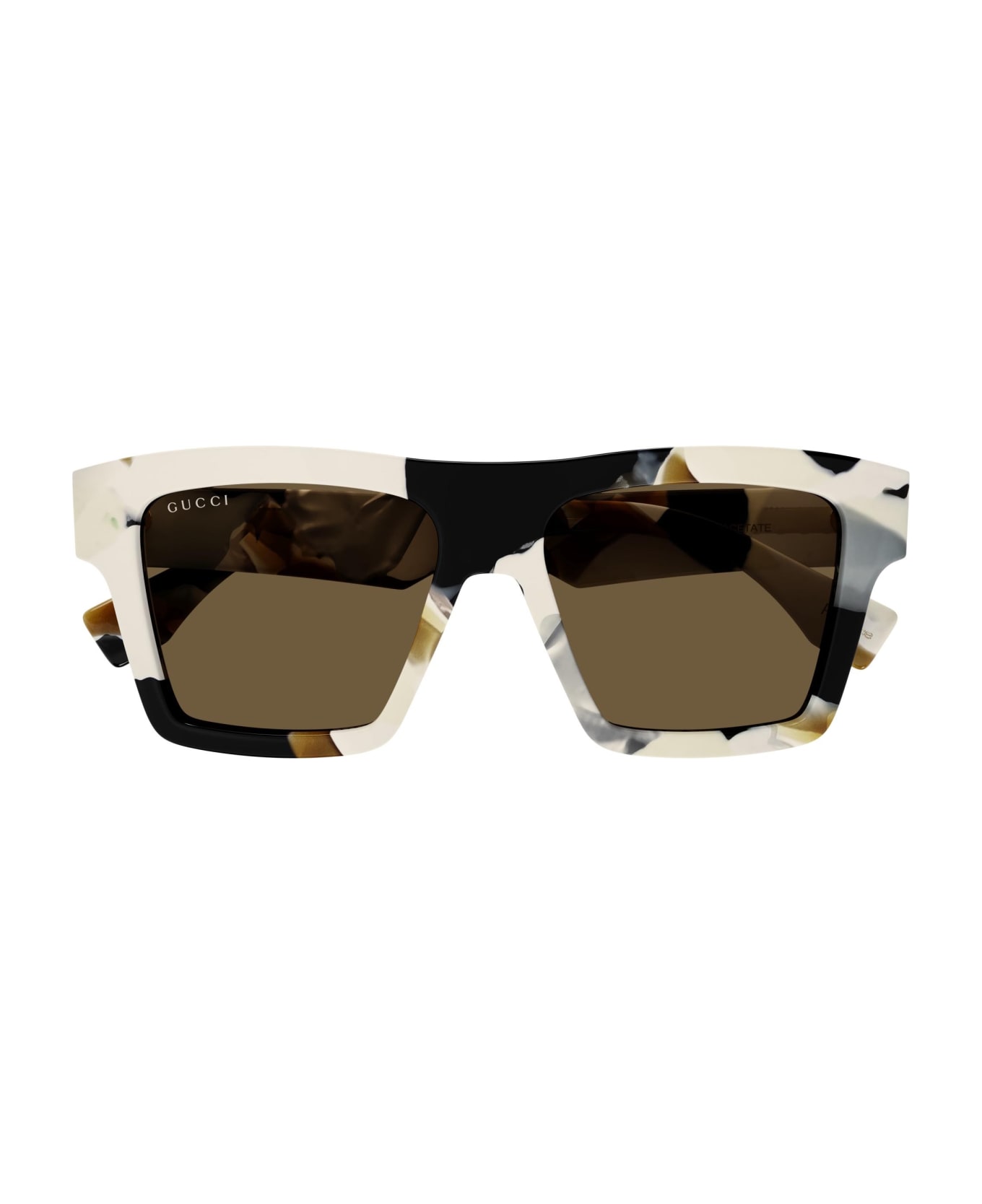 Gucci Eyewear Sunglasses - Bianco e marrone tartarugato/Marrone サングラス