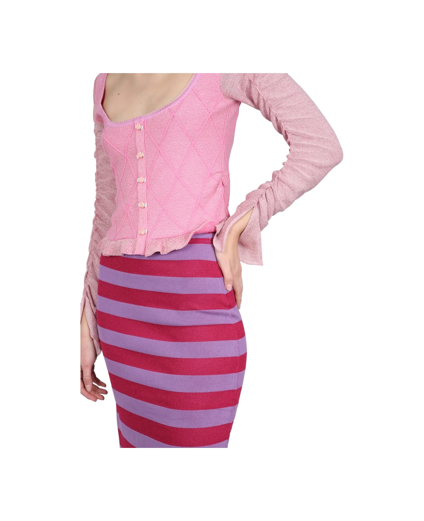 Cormio Cardigan With Ruffled Sleeve - PINK