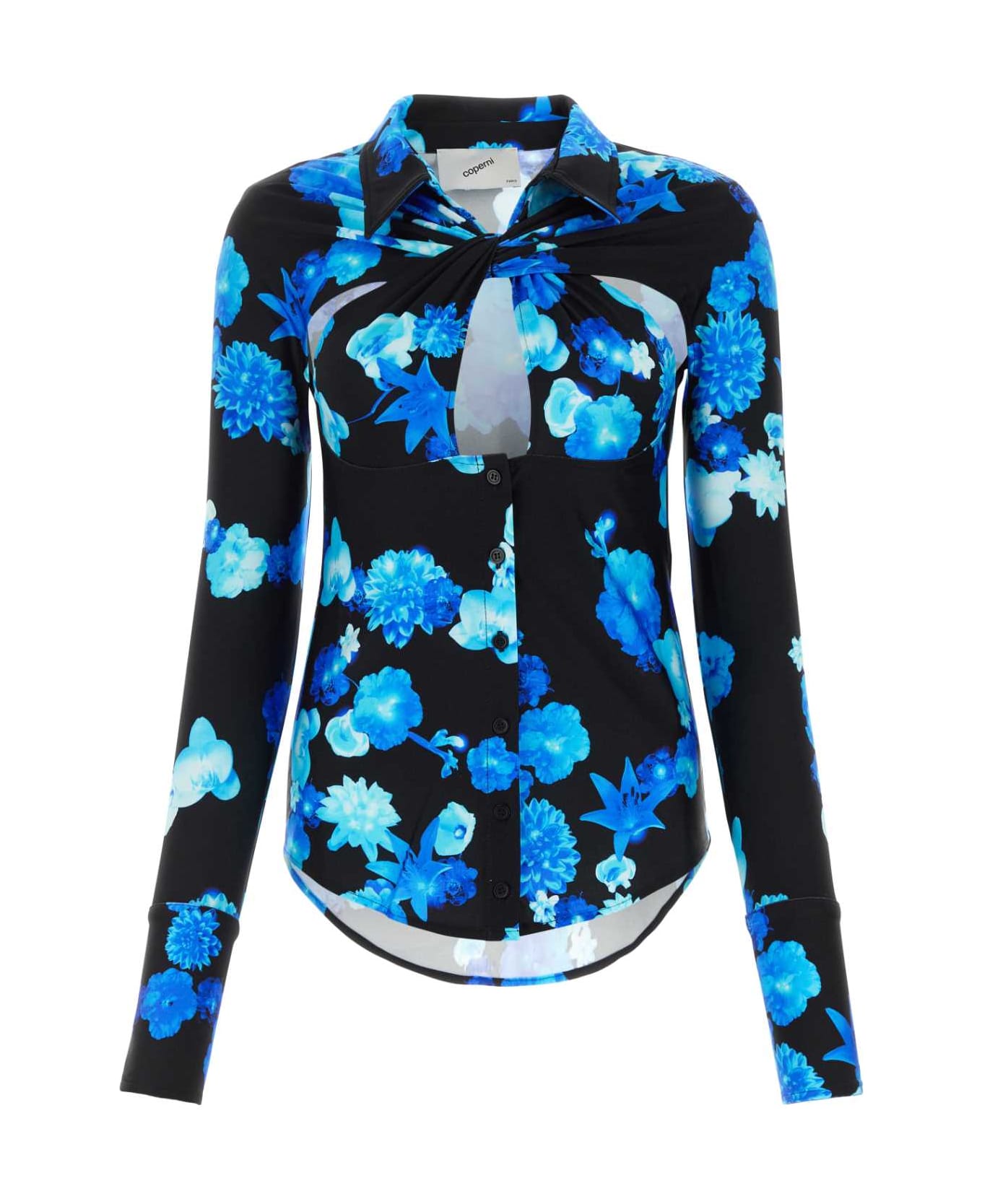 Coperni Printed Stretch Nylon Top - BLUEBLKBLK