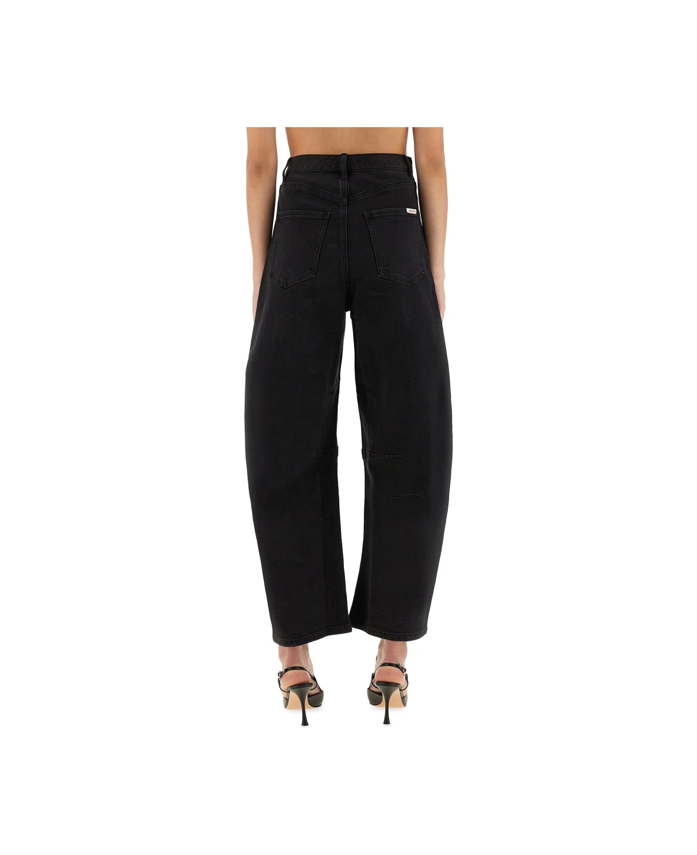 self-portrait "barrel Leg" Jeans - BLACK