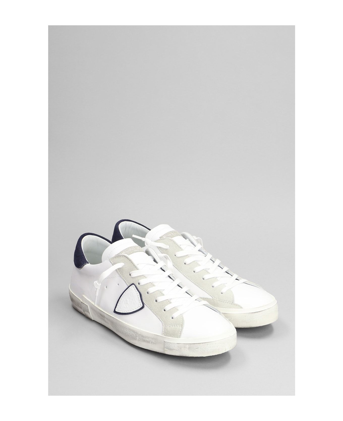 Philippe Model Prxs Sneakers In White Suede And Leather - white