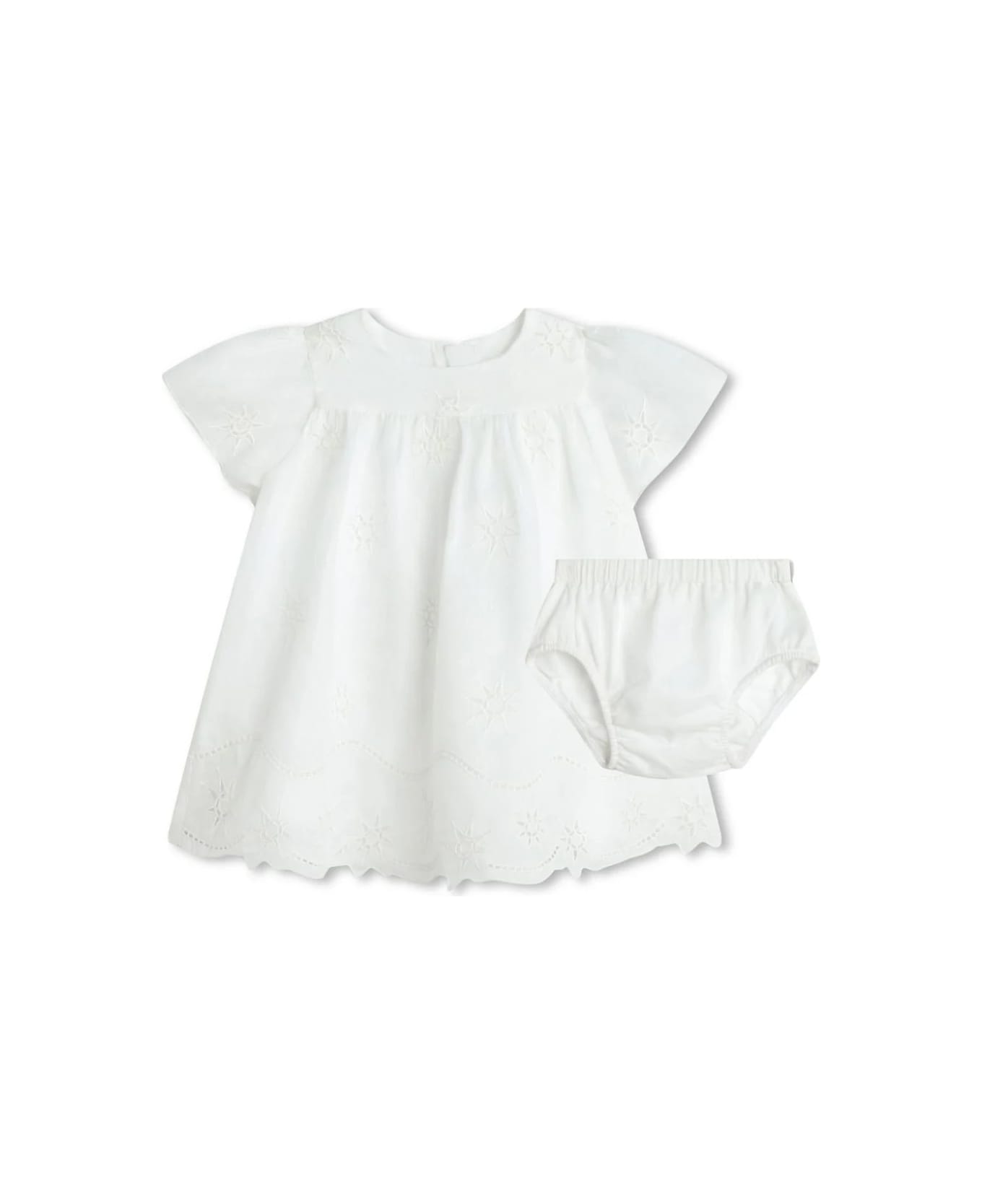 Chloé White Dress With Embroidered Stars - White ボディスーツ＆セットアップ