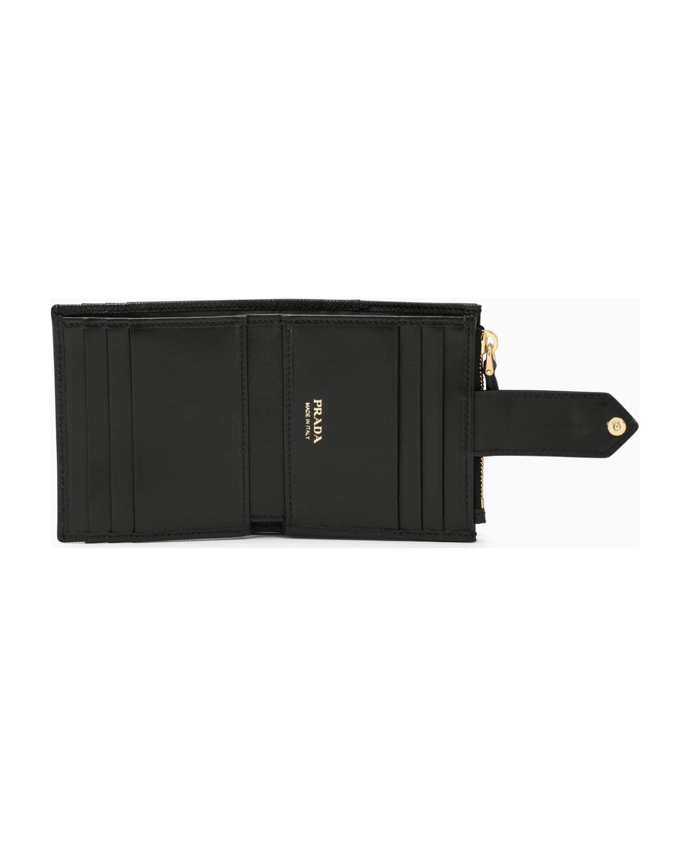 Prada Small Black Wallet In Saffiano - F0002