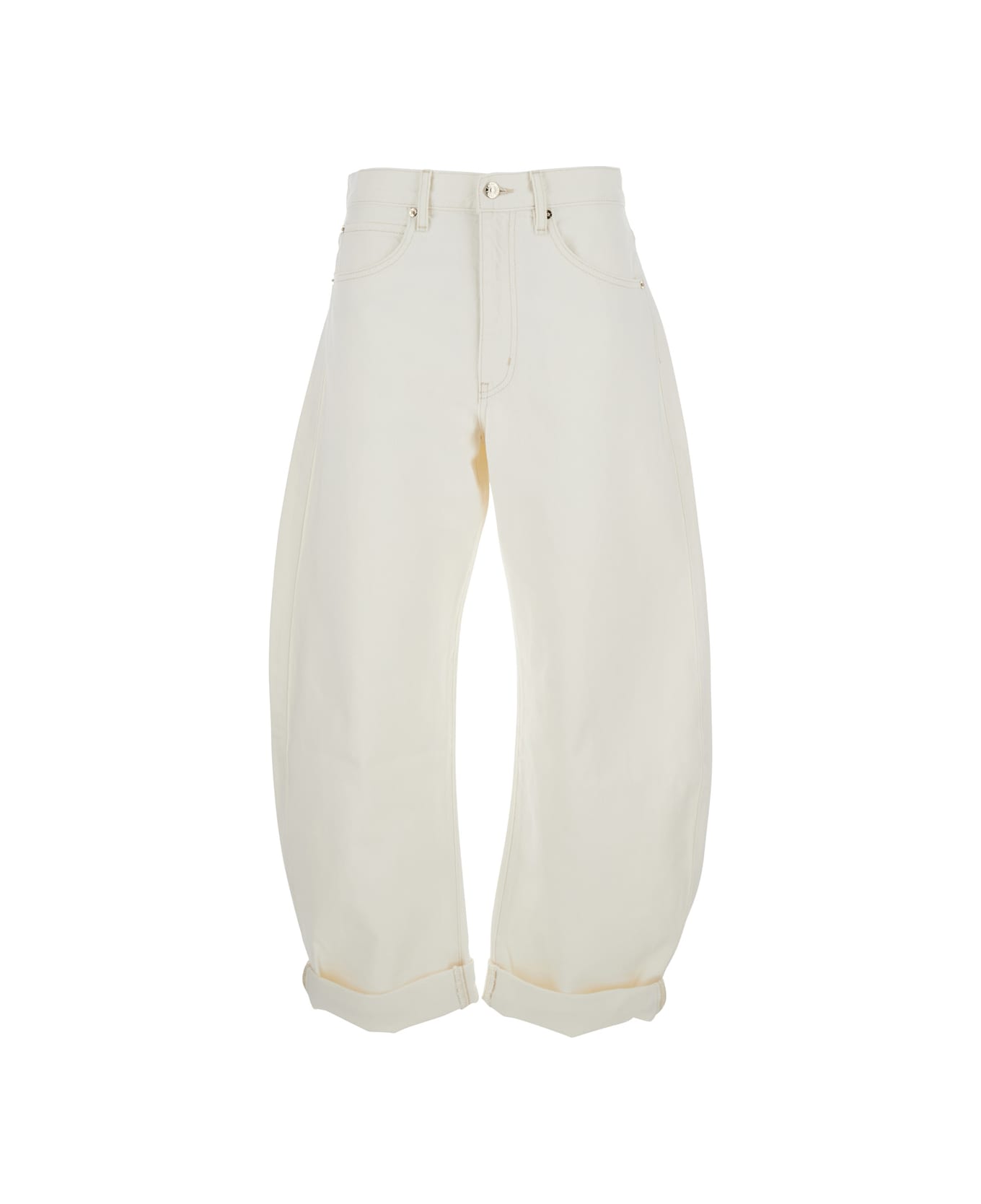 Frame 'the Bubble' White Five-pocket Jeans With Balloon Legs In Denim Woman - White