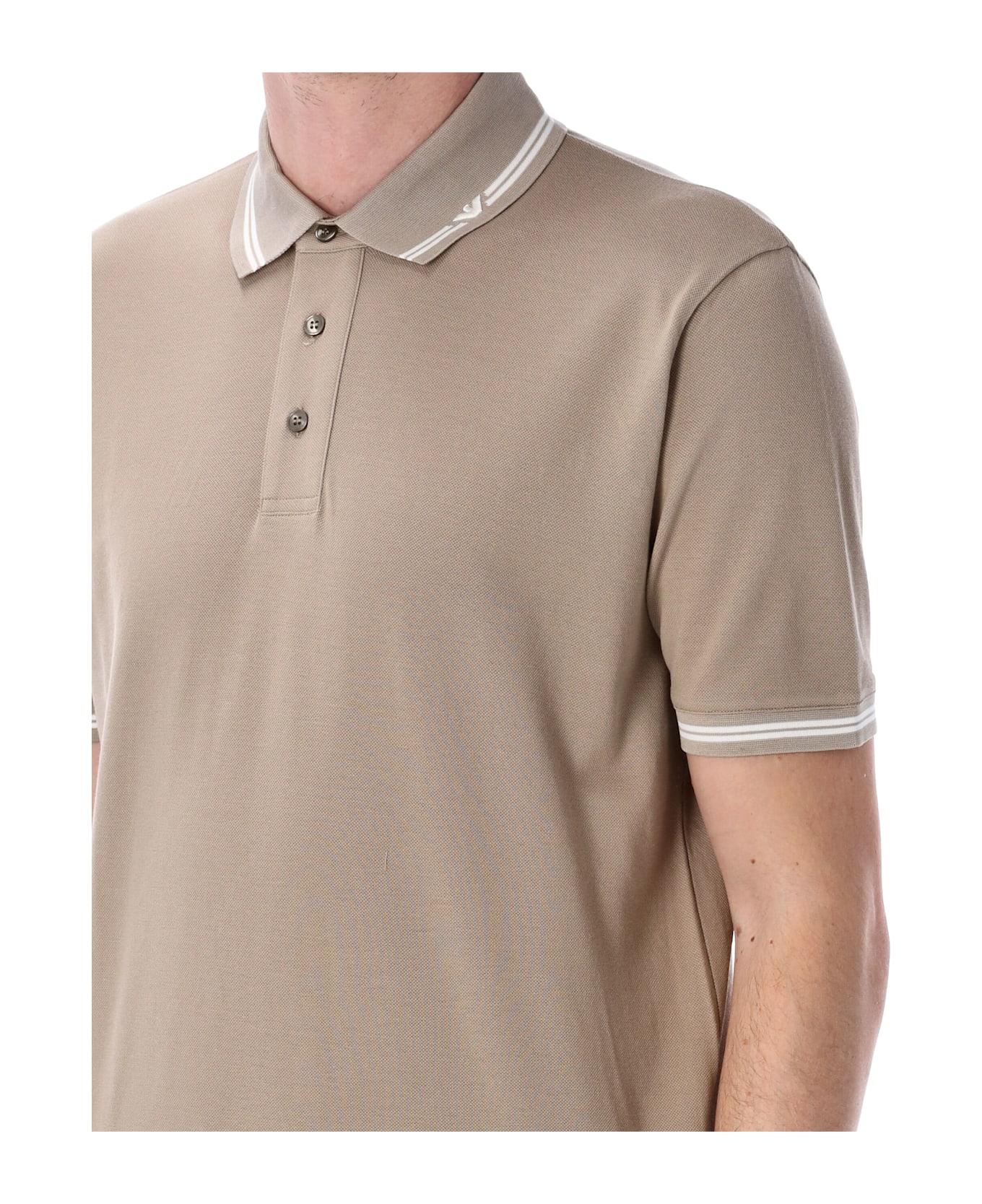 Emporio Armani Piqué Polo Shirt - ROASTED CASHEW TIPPING AND EAG