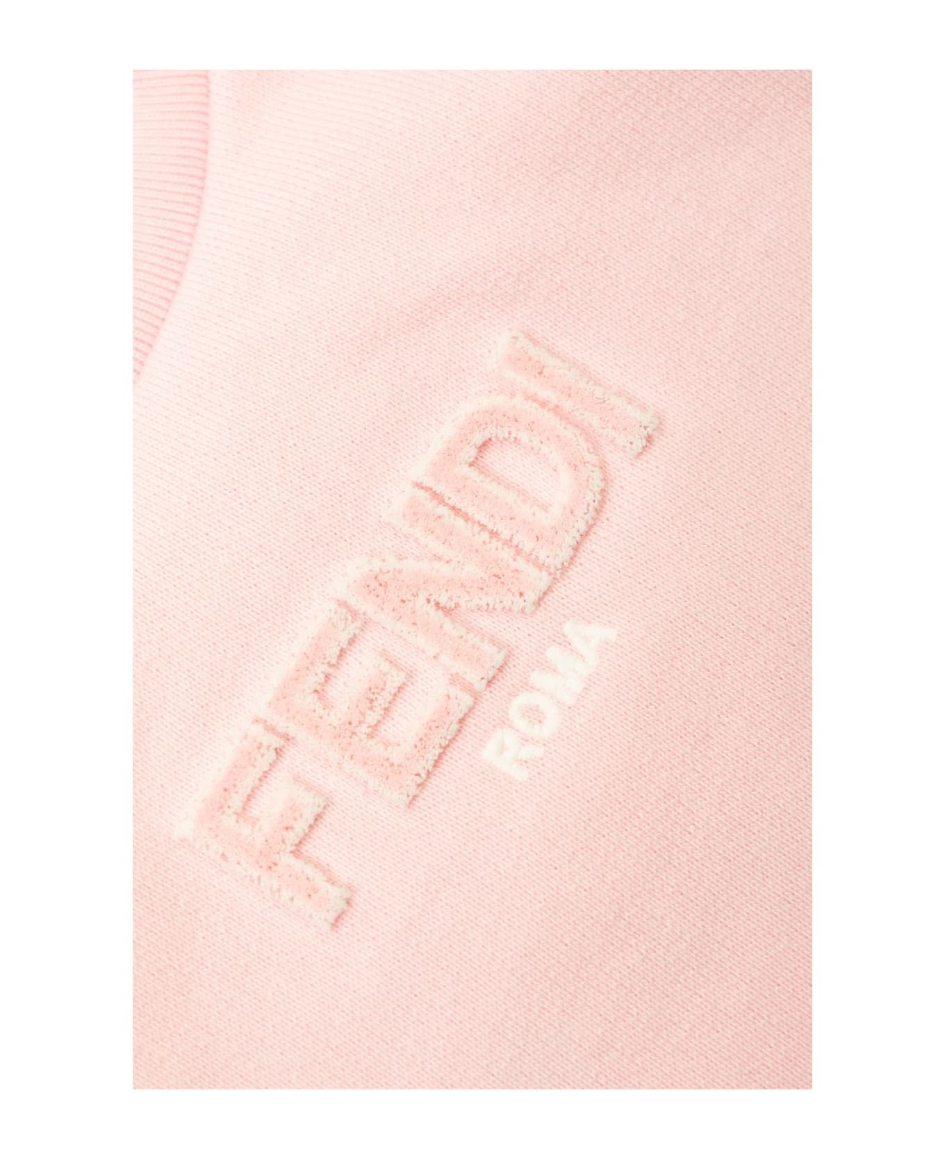 Fendi Logo Detailed Long Sleeved Dress - Rosa