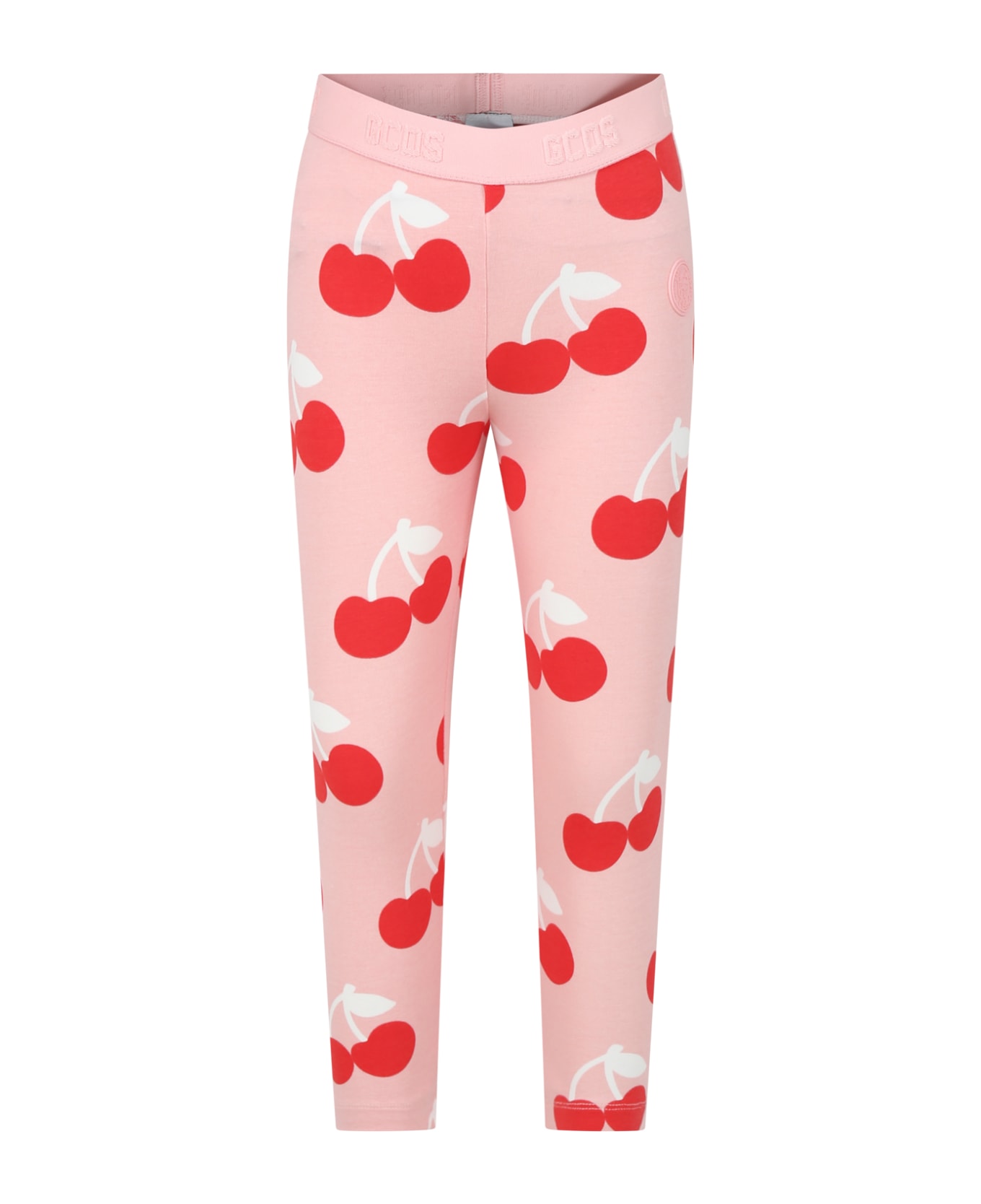 GCDS Mini Pink Leggings For Girl With Cherries - Pink ボトムス