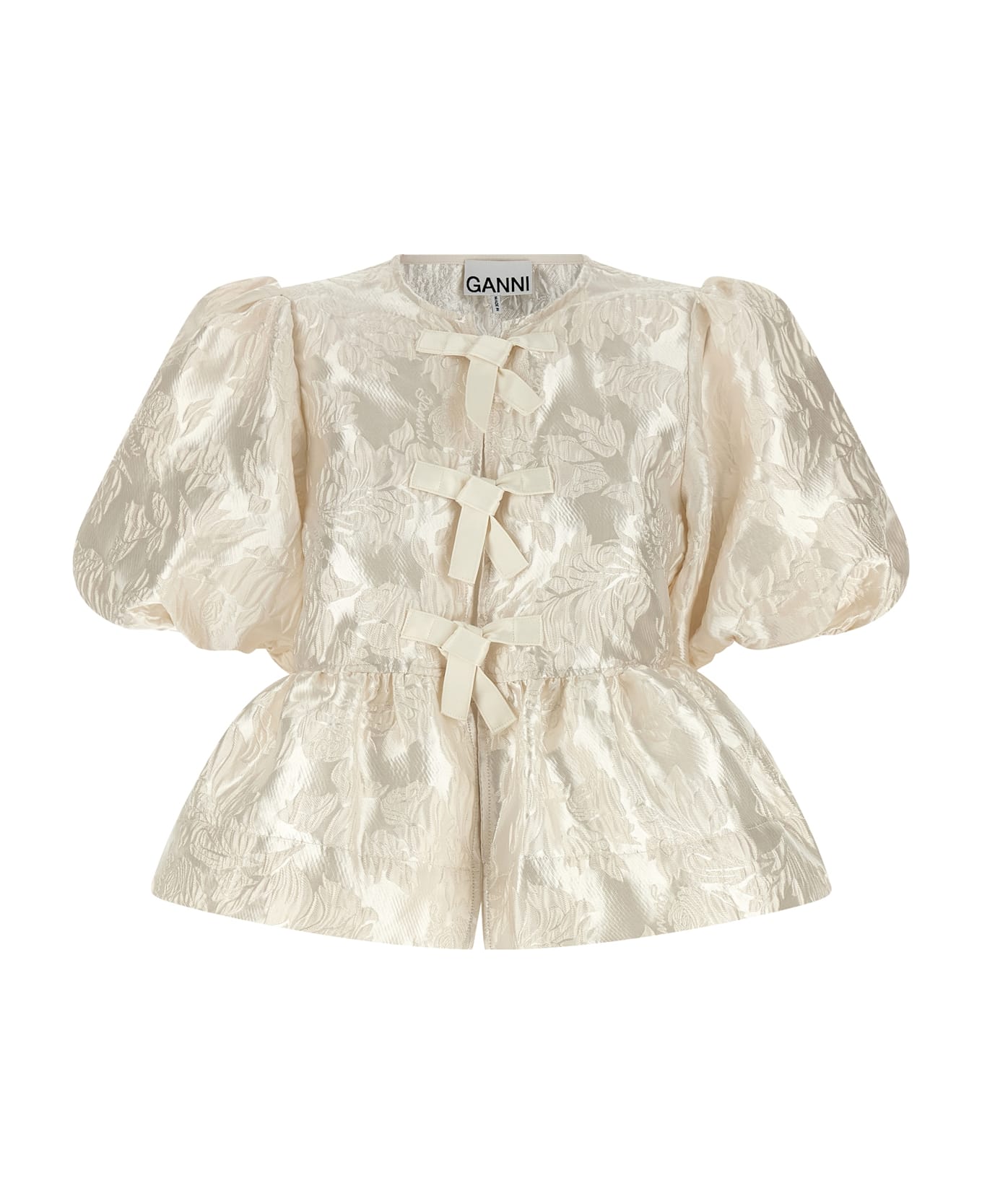Ganni 'satin Peplum' Blouse - White