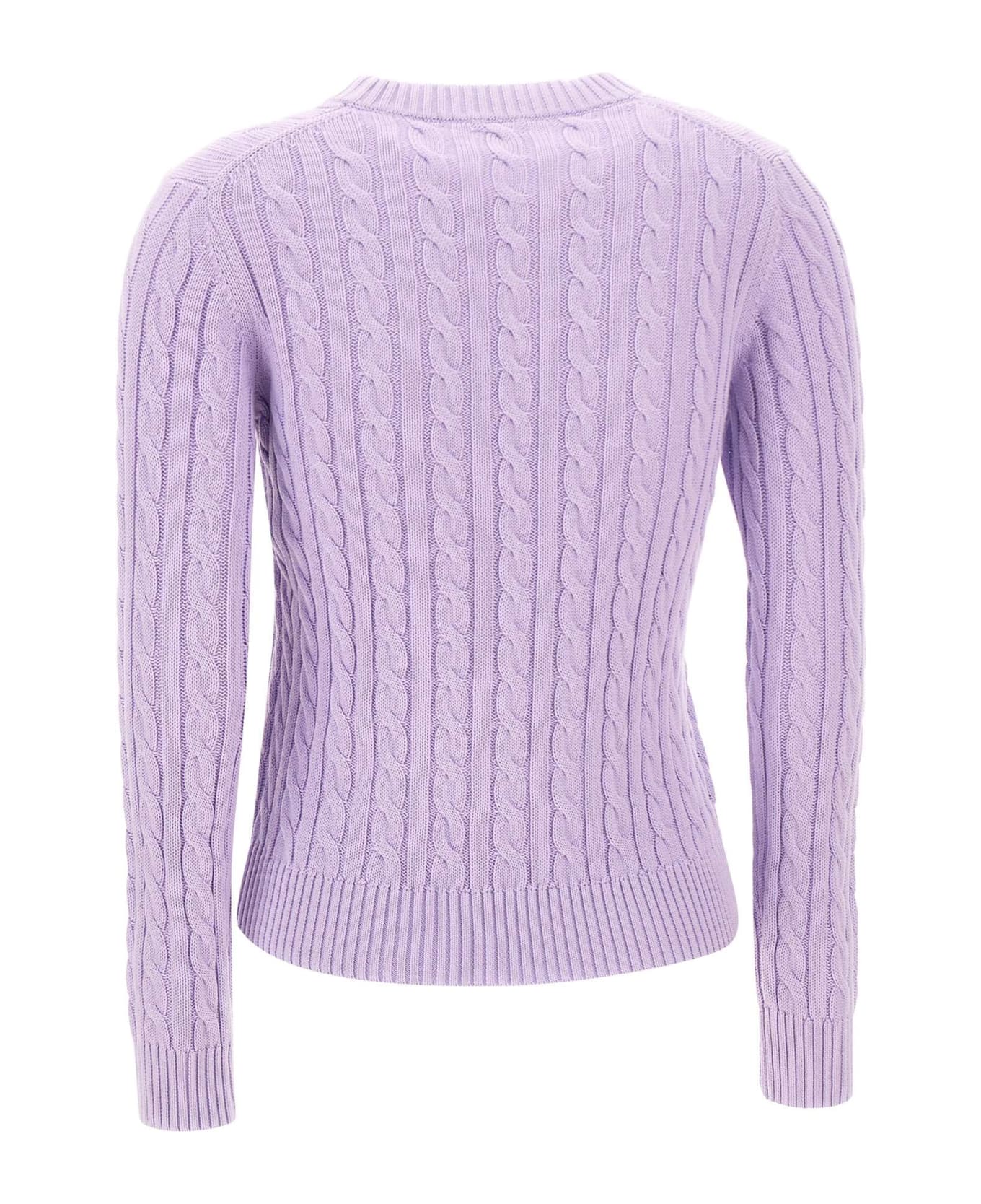 Sun 68 "round Neck Cable" Sweater Cotton - LILAC