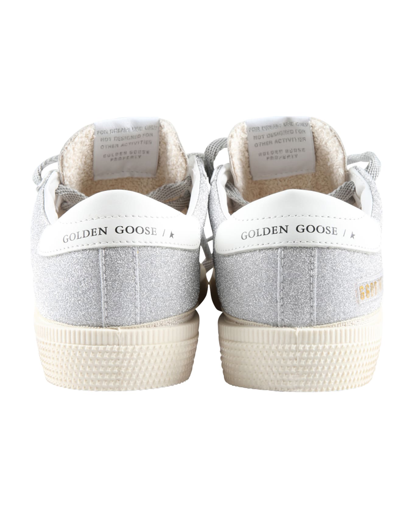 Golden Goose White Sneakers For Girl With Silver Star - WHITE/SILVER