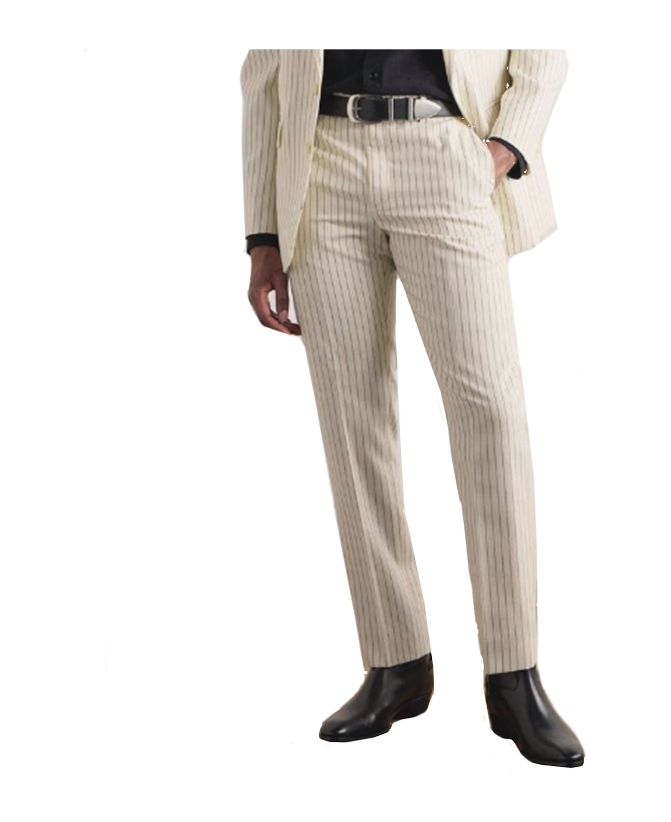 Celine Wool Striped Pants - White