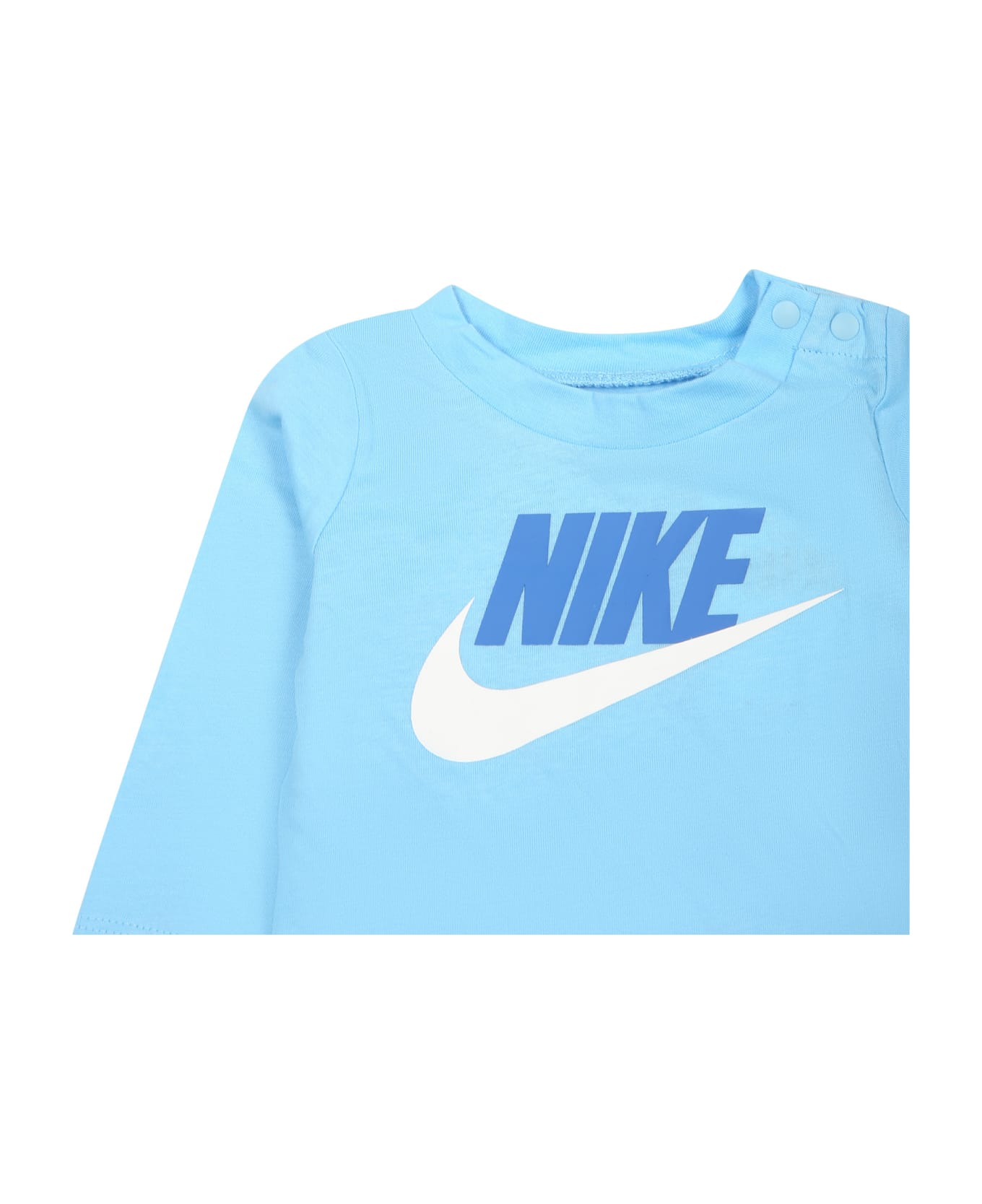 Nike Light Blue Babygrow For Baby Boy With Swoosh - Light Blue