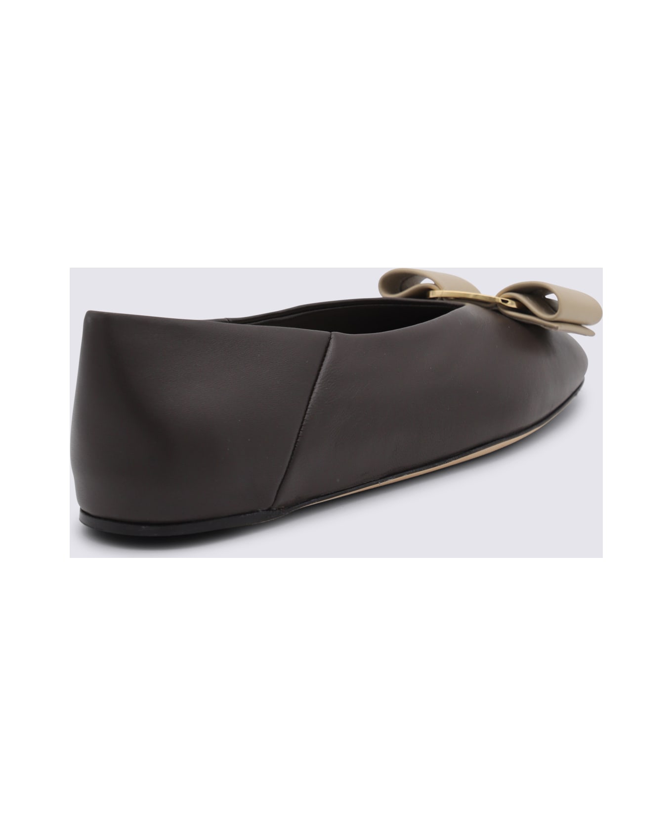 Ferragamo Black Vanna Flats - Stone