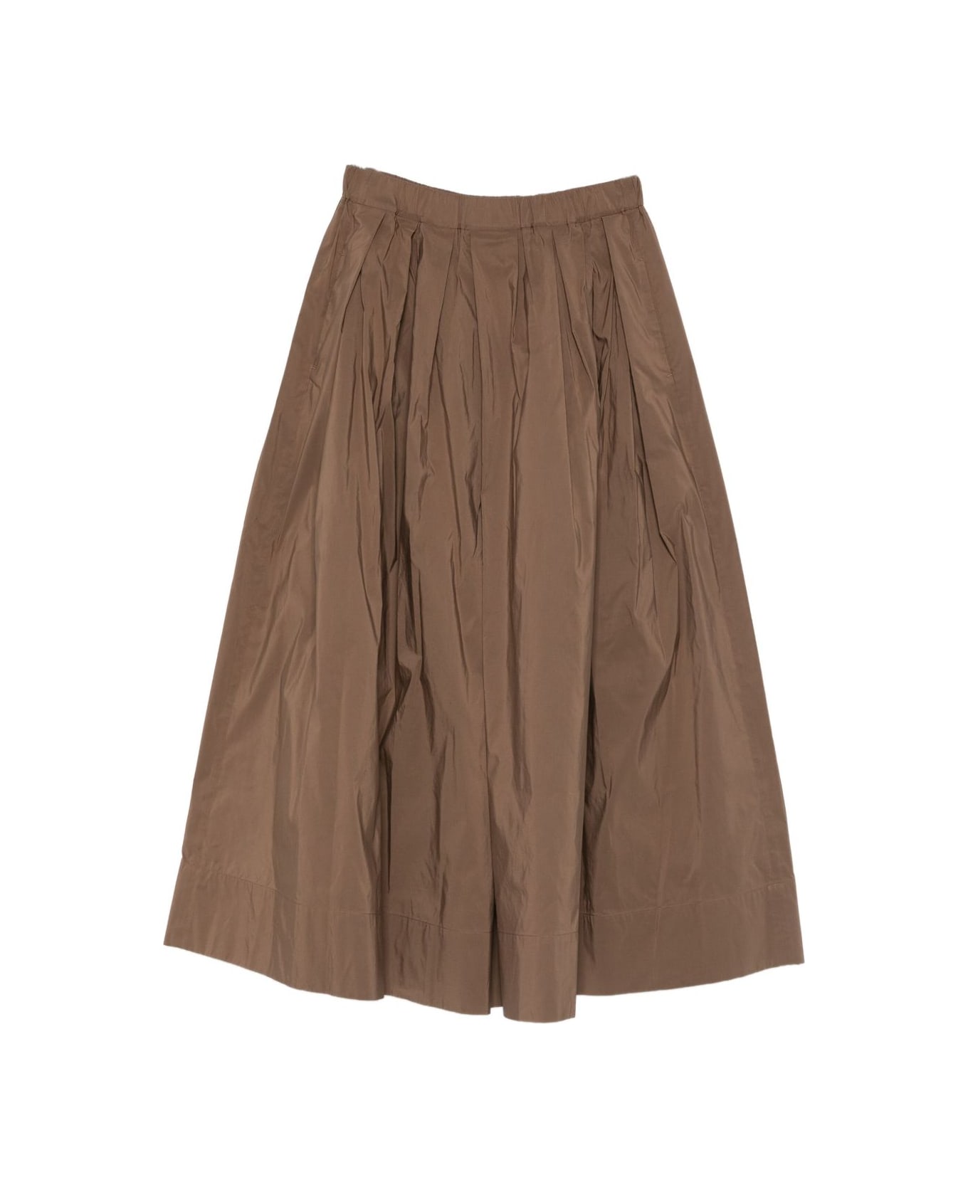 
S Max Mara Pleated Midi Skirt - Brown
