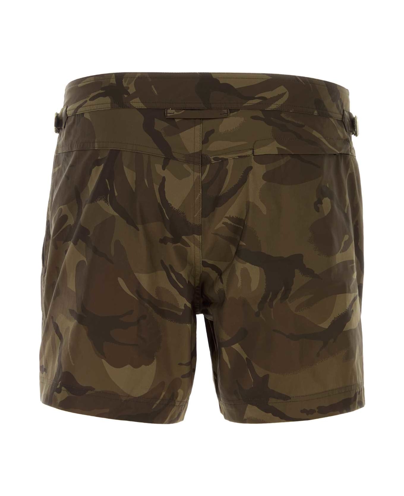 Tom Ford Printed Polyester Swimming Shorts - COMBOCAMEL