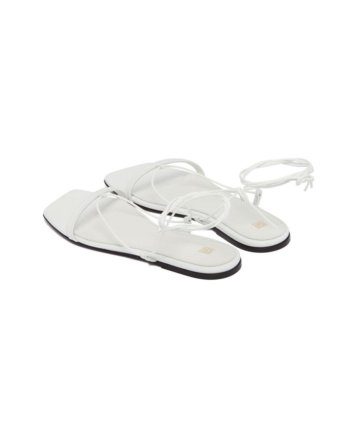 Totême Croco Tie Single-toe Strap Sandals - White