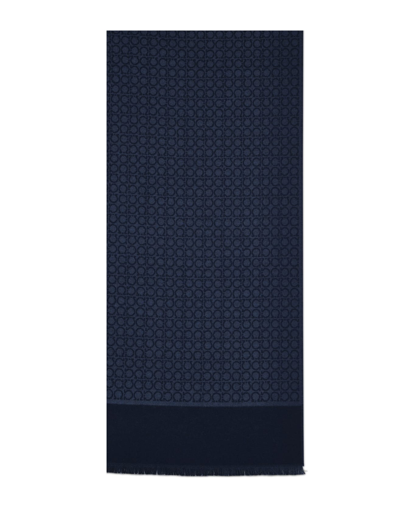 Ferragamo Gancini Scarf In Blue Wool - Blue