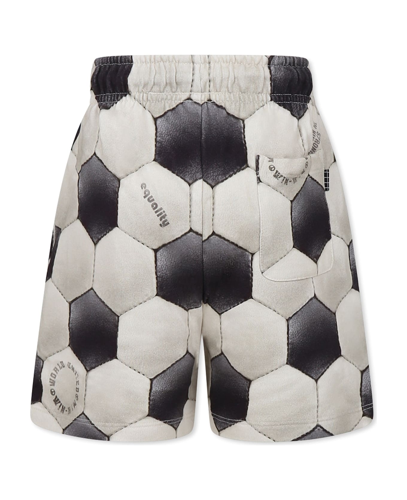 Molo Beige Shorts For Boy With Football Print - White