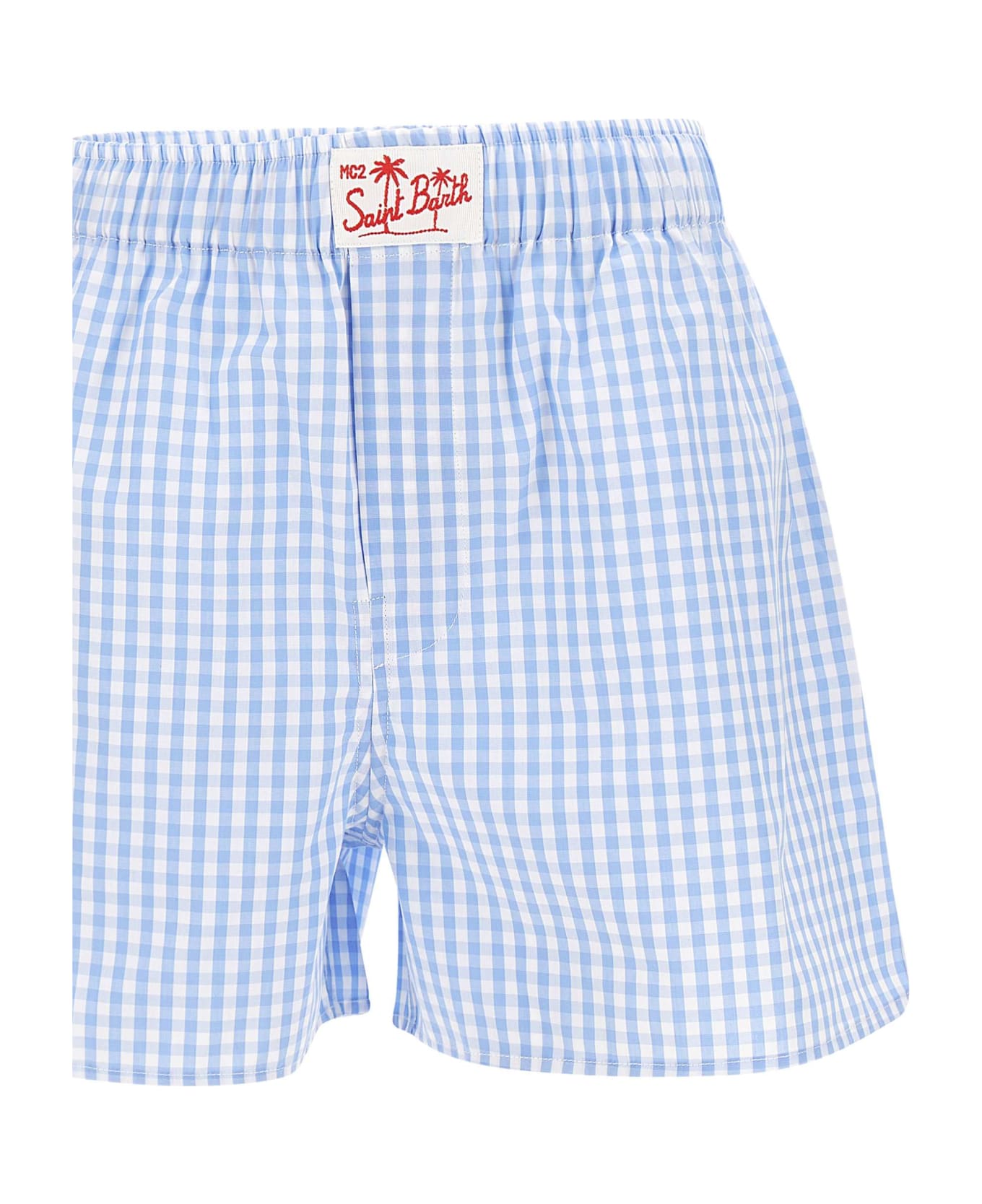 MC2 Saint Barth "boxy" Cotton Shorts - Light Blue/white