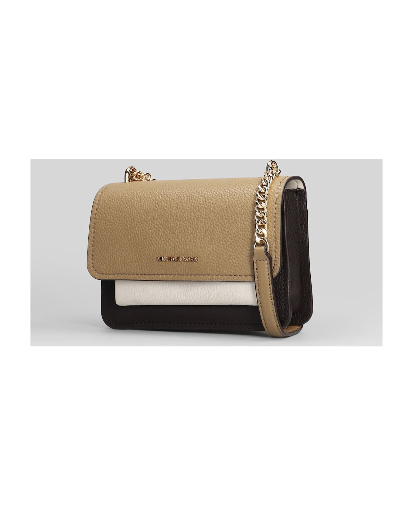 Michael Kors Claire Shoulder Bag In Beige Leather - beige