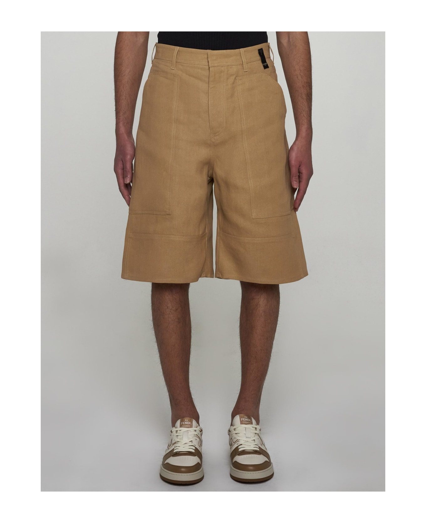 Fendi Paper Canvas Bermuda Shorts - Beige