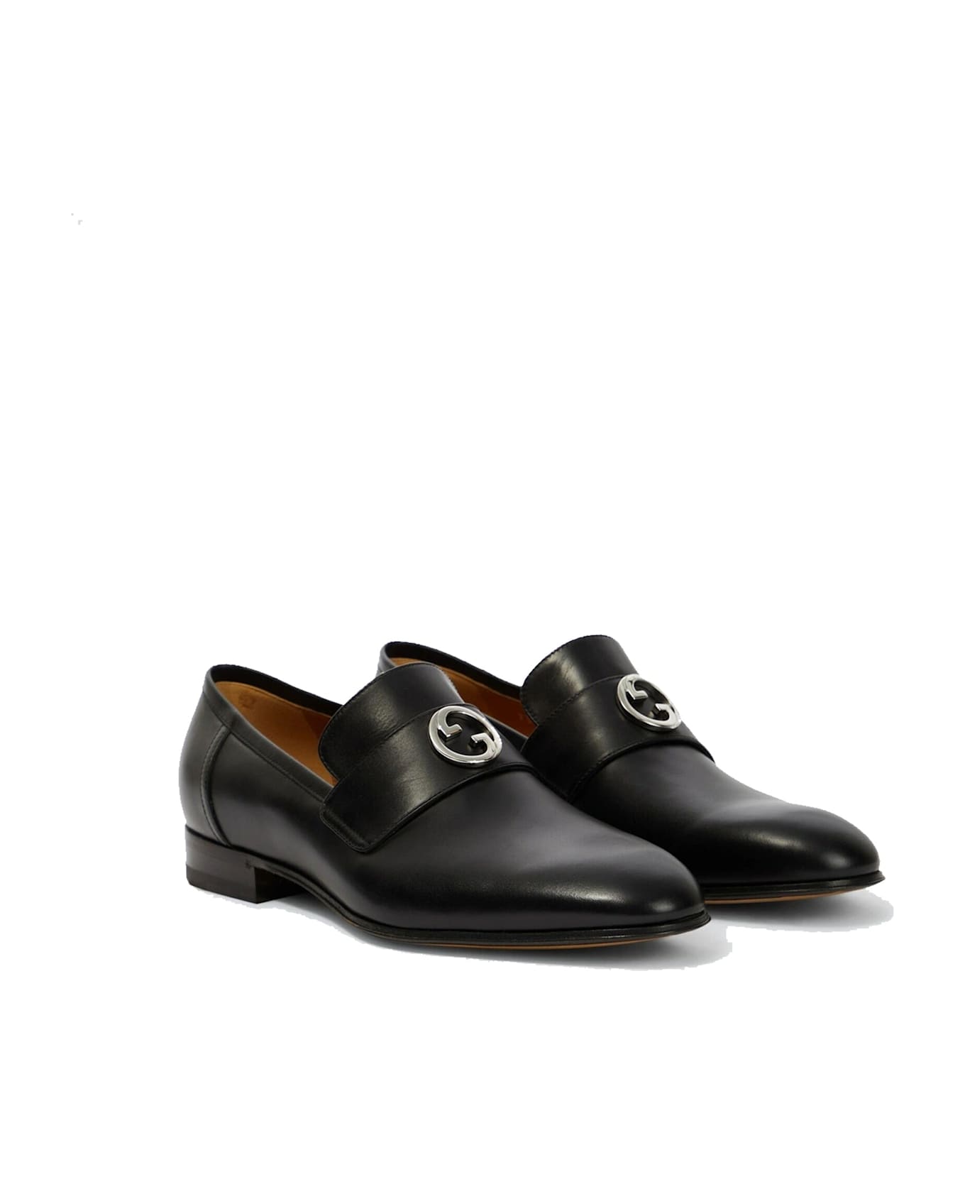 Gucci Interlocking G Leather Loafers - Black ローファー＆デッキシューズ
