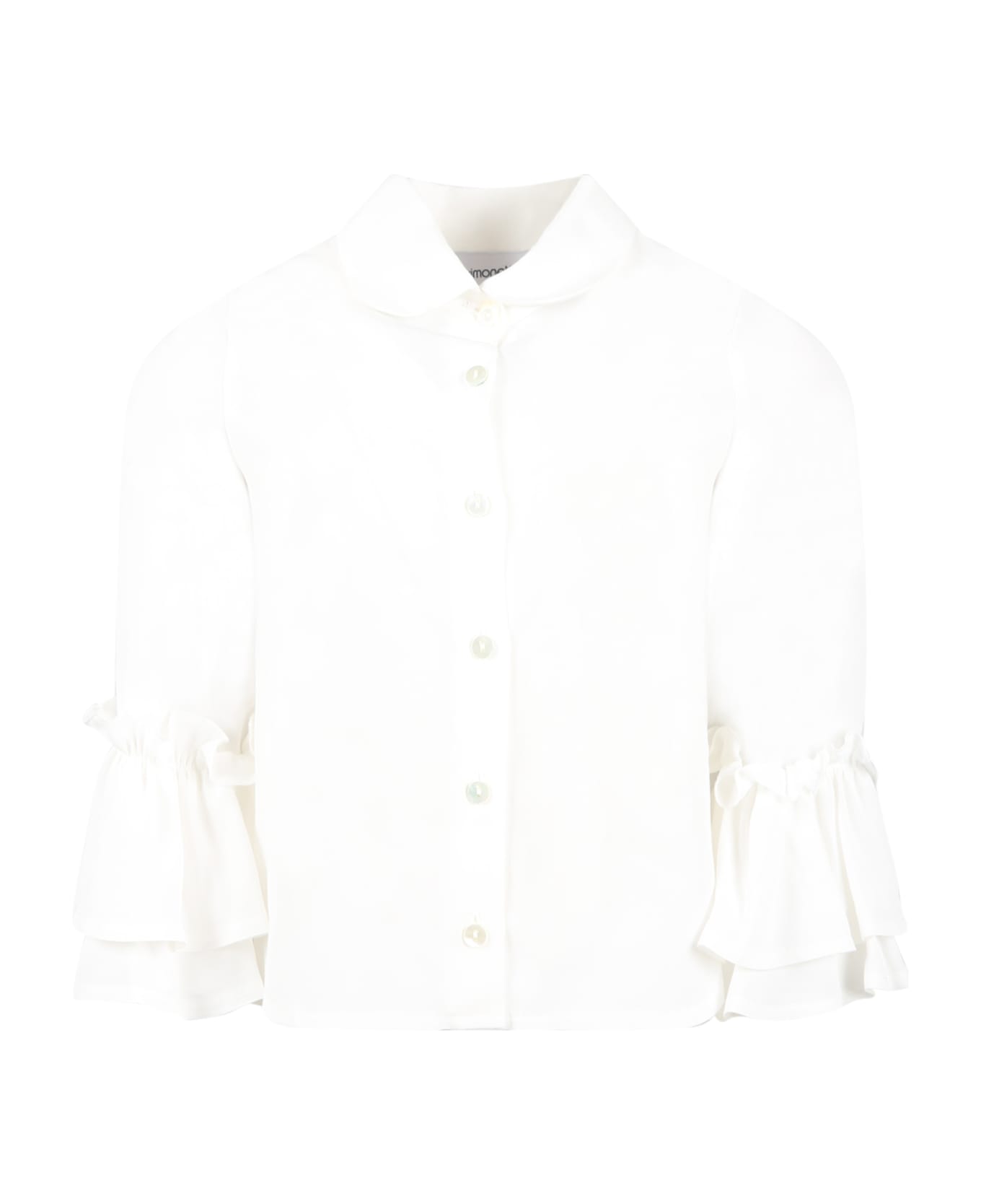 Simonetta White Shirt For Girl With Ruffles - Ivory シャツ