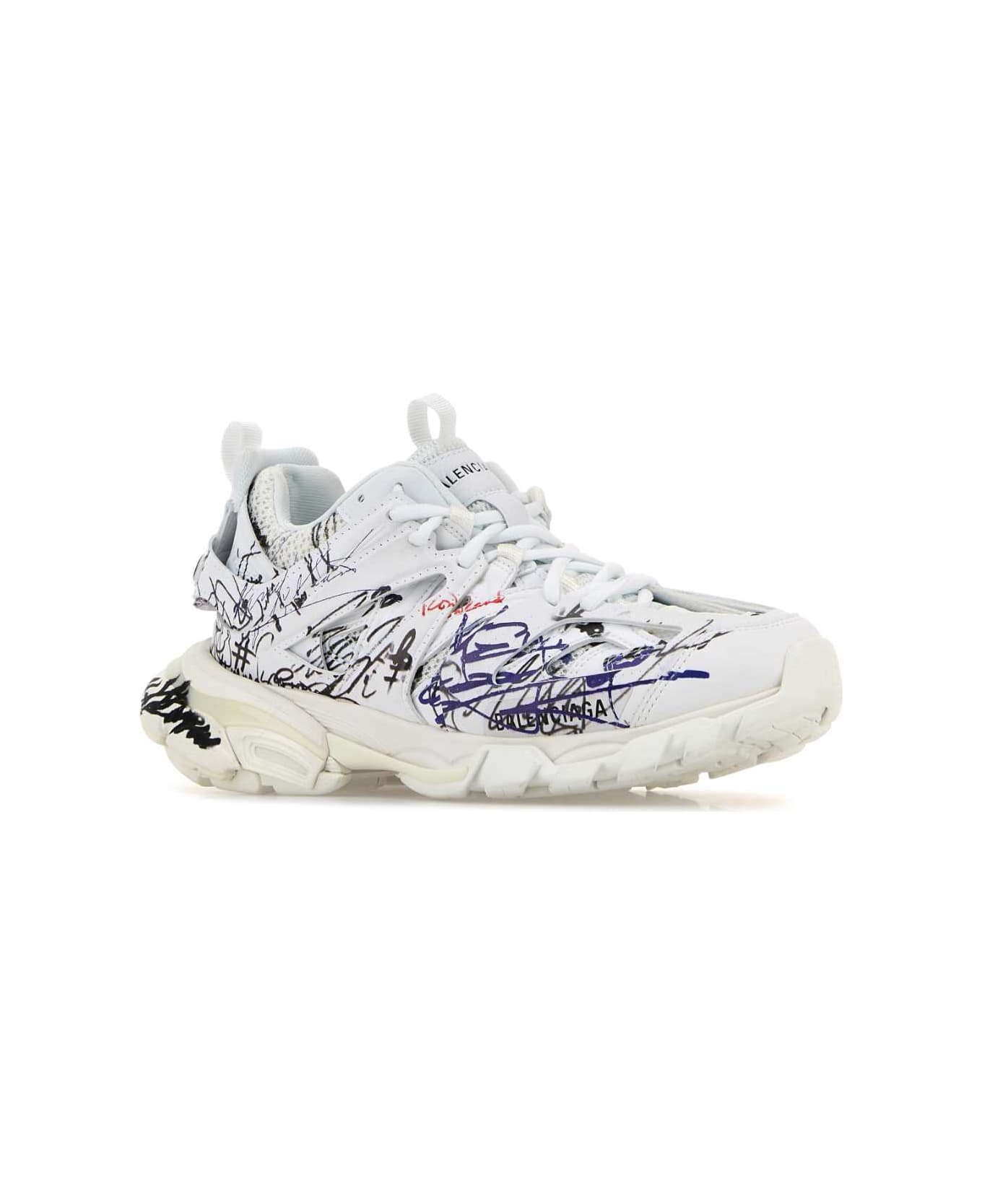 Balenciaga White Mesh And Rubber Track Sneakers - WHITEBLACKBLURED