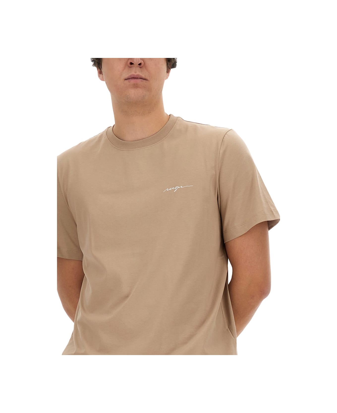 MSGM T-shirt With Logo - BEIGE シャツ