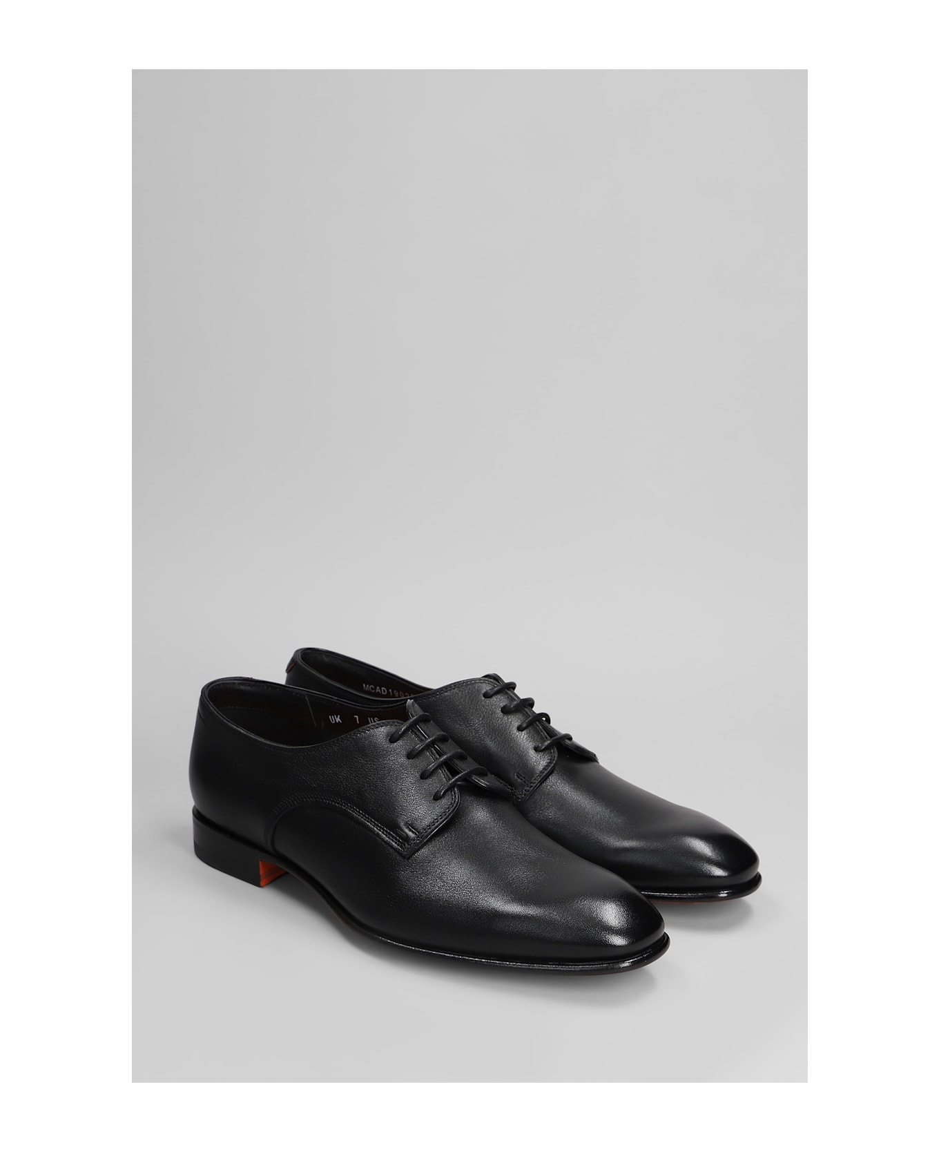 Santoni Archer Lace Up Shoes In Black Leather - black