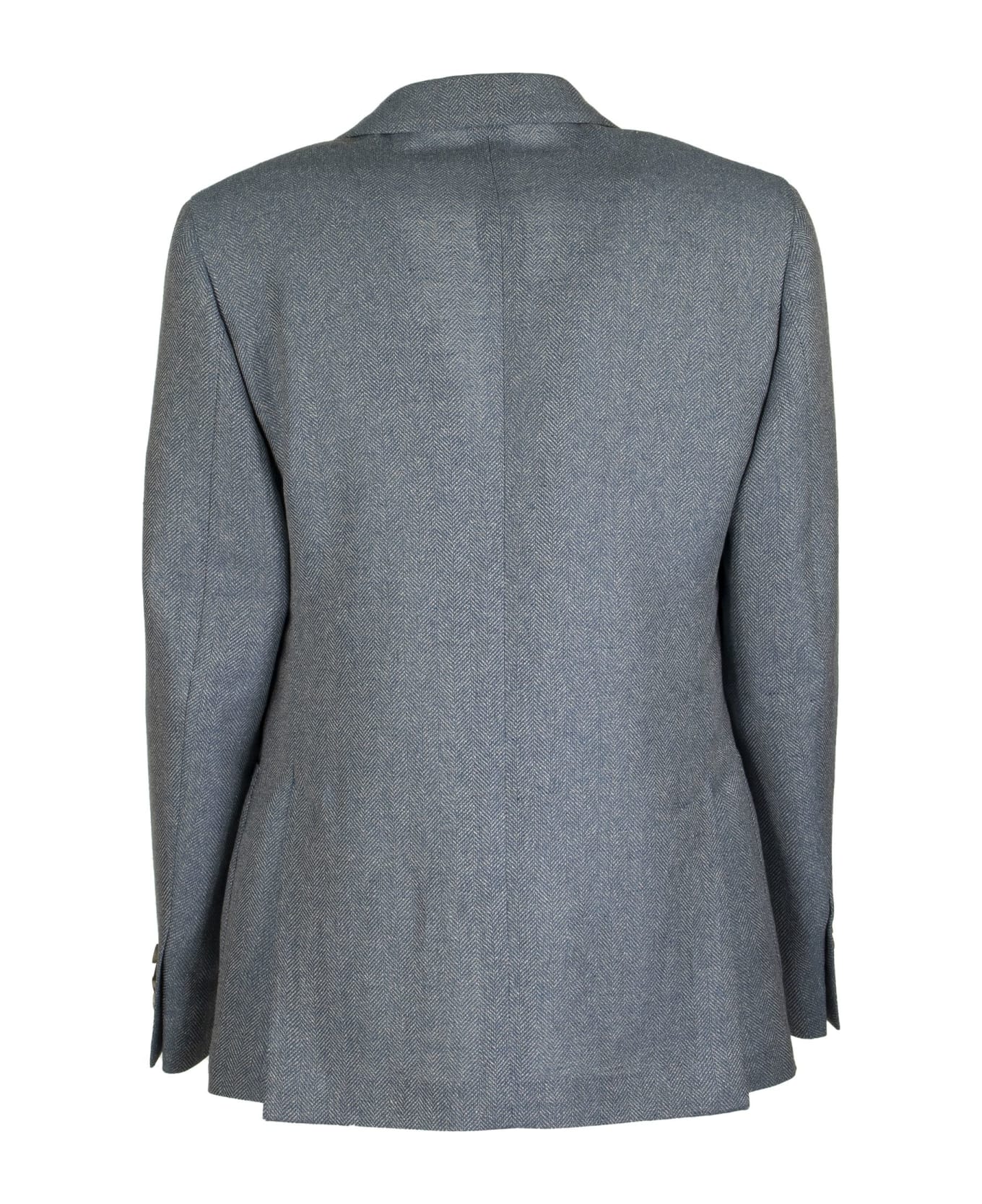 Lardini Single-breasted Two-button Jacket With Herringbone Pattern - Light Blue スーツ