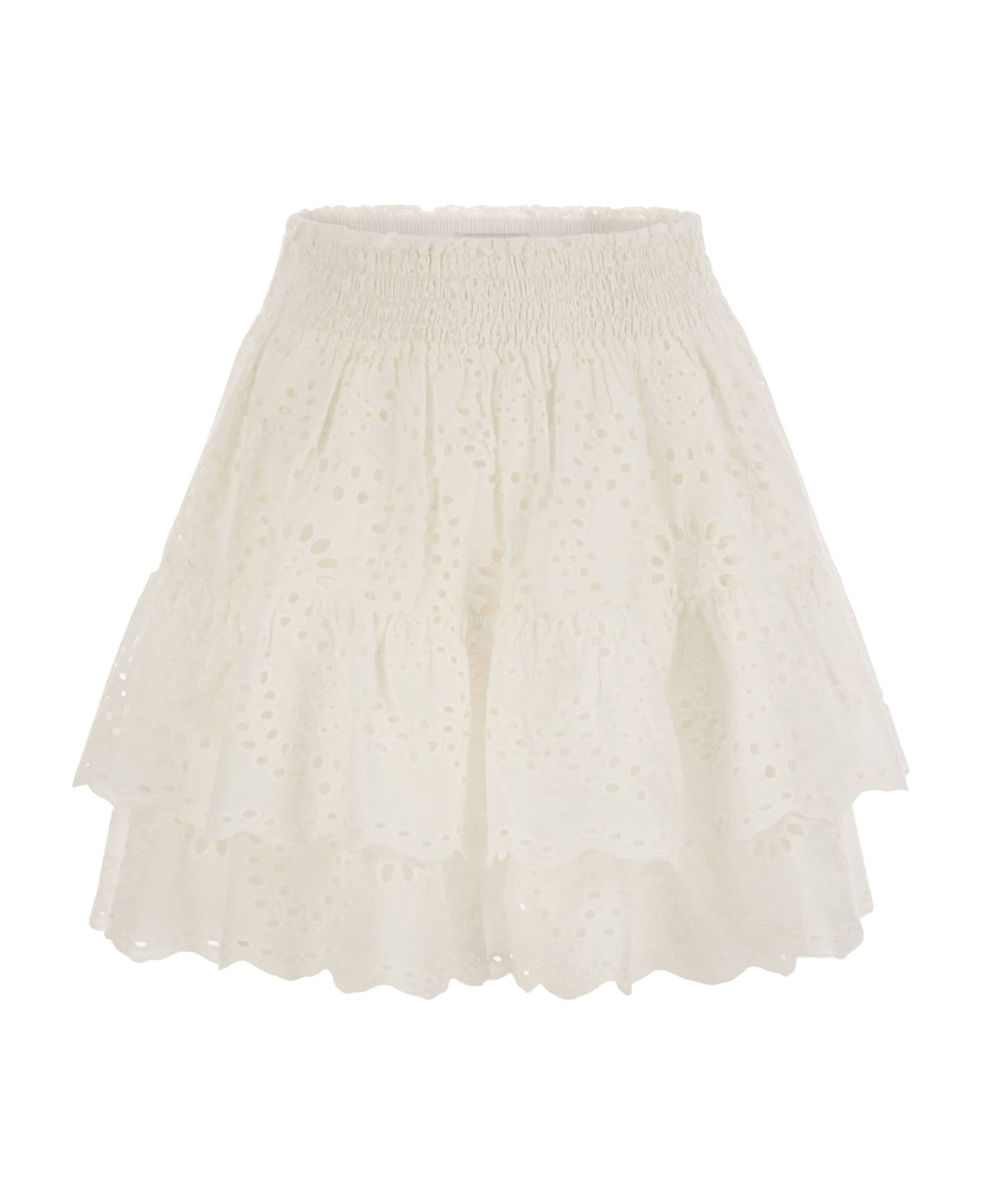 MC2 Saint Barth Eivissa - Miniskirt With Ruffles - White