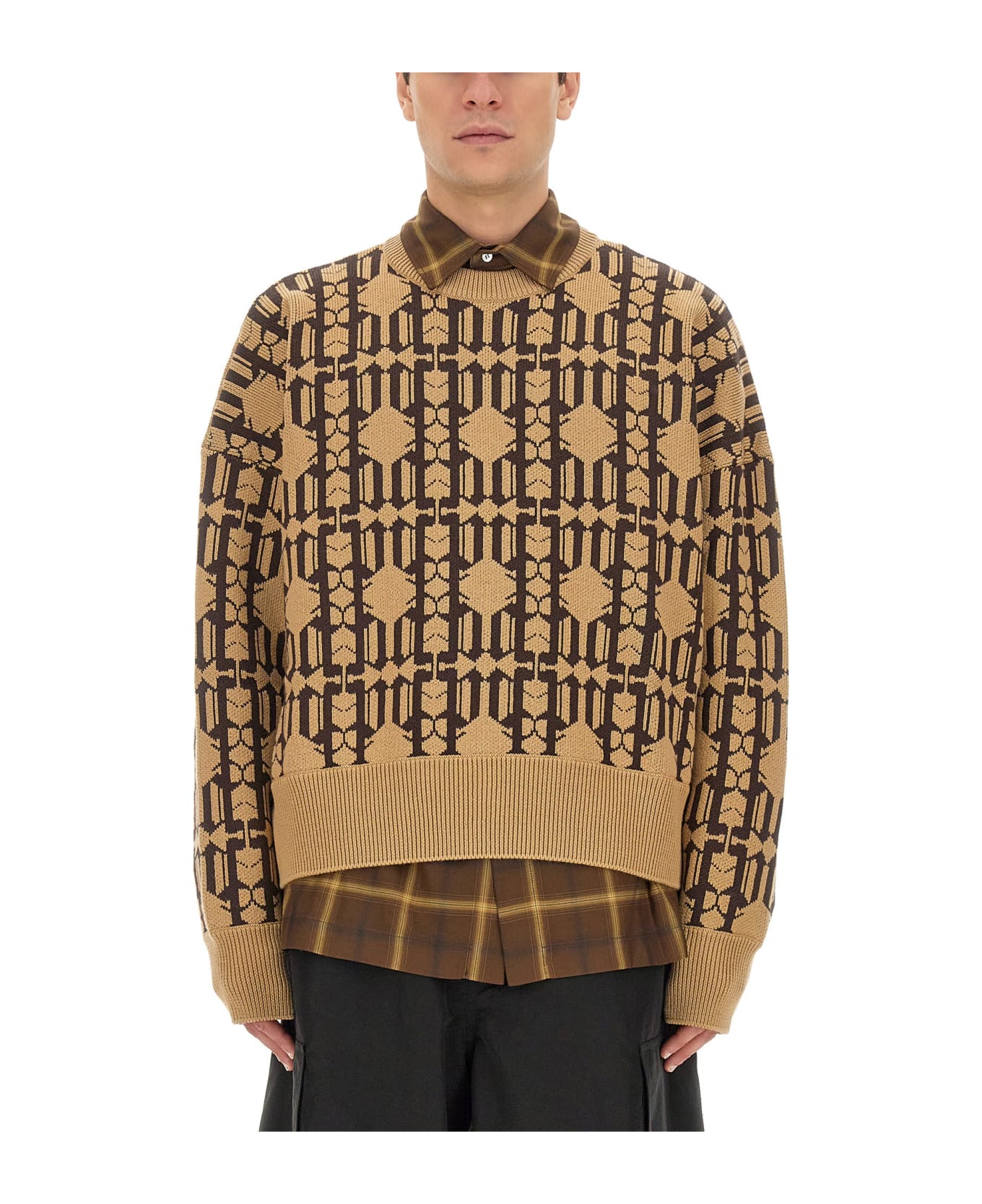 Palm Angels Jacquard Sweater - Beige