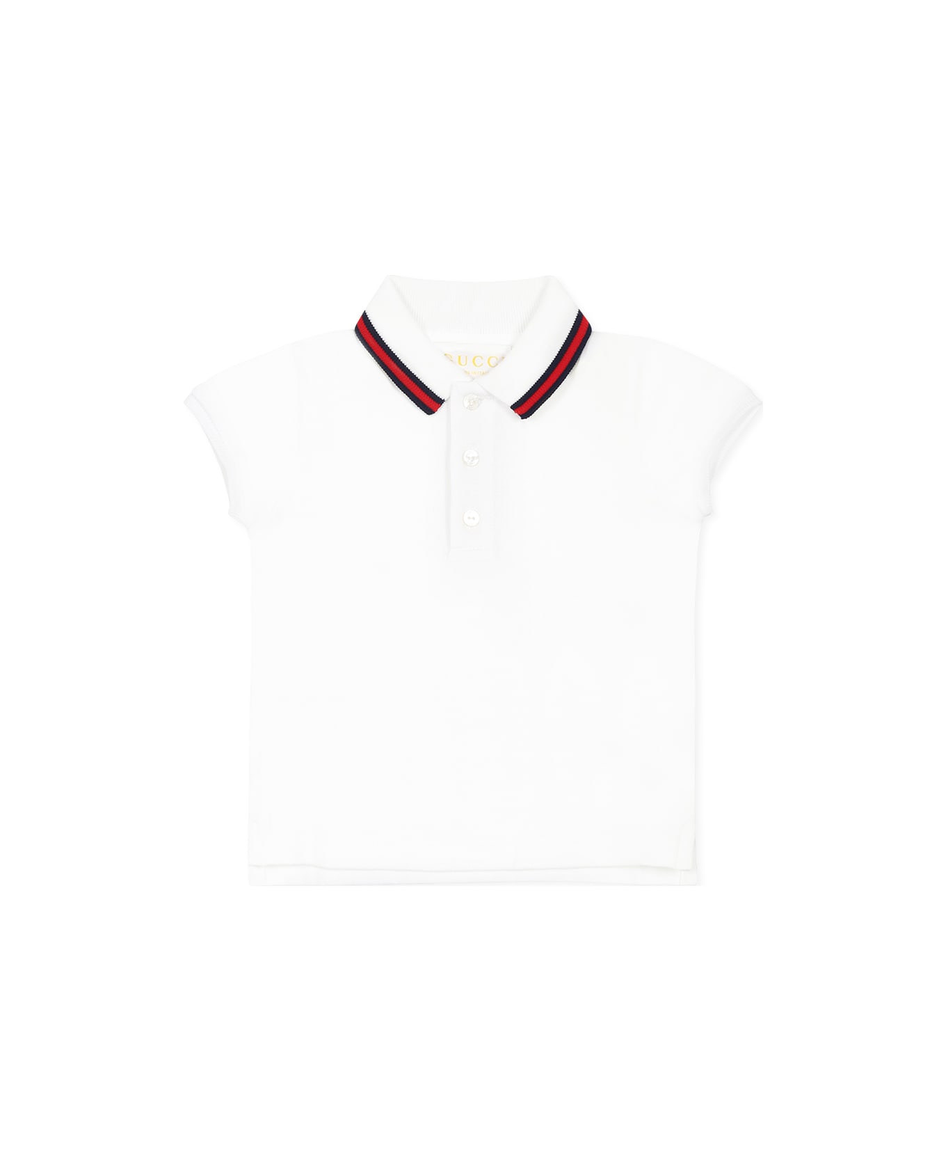 Gucci White Polo Shirt For Baby Boy With Web Detail - White