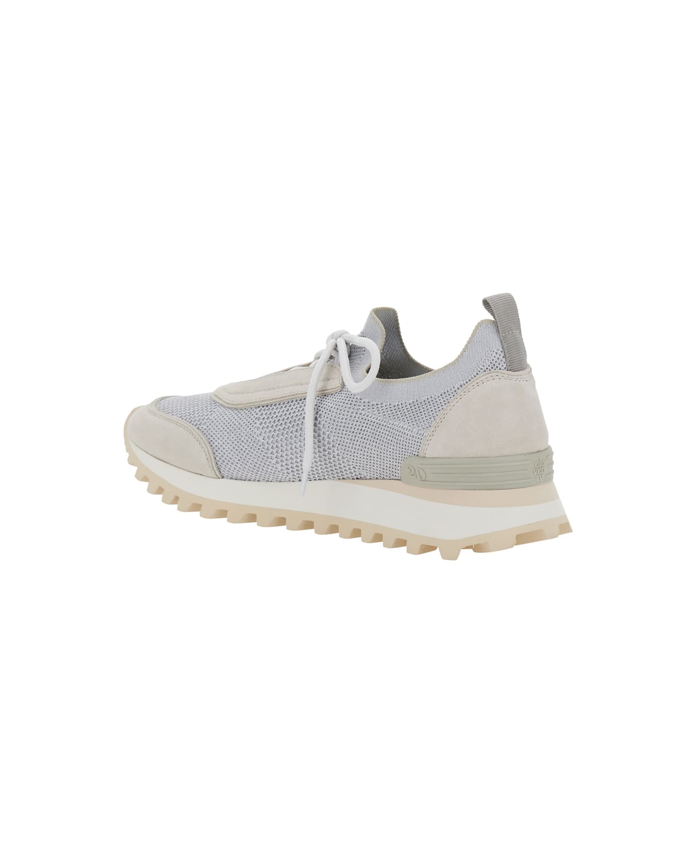 Eleventy Grey Sneakers With Knitted Upper And Chunky Sole In Fabric And Suede Man - Grey