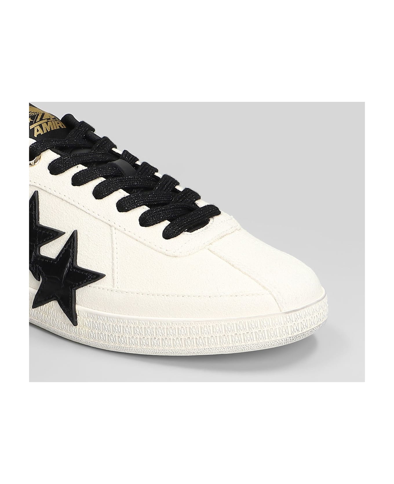 AMIRI Croc Debossed Pacifi Sneakers In White Suede - white スニーカー