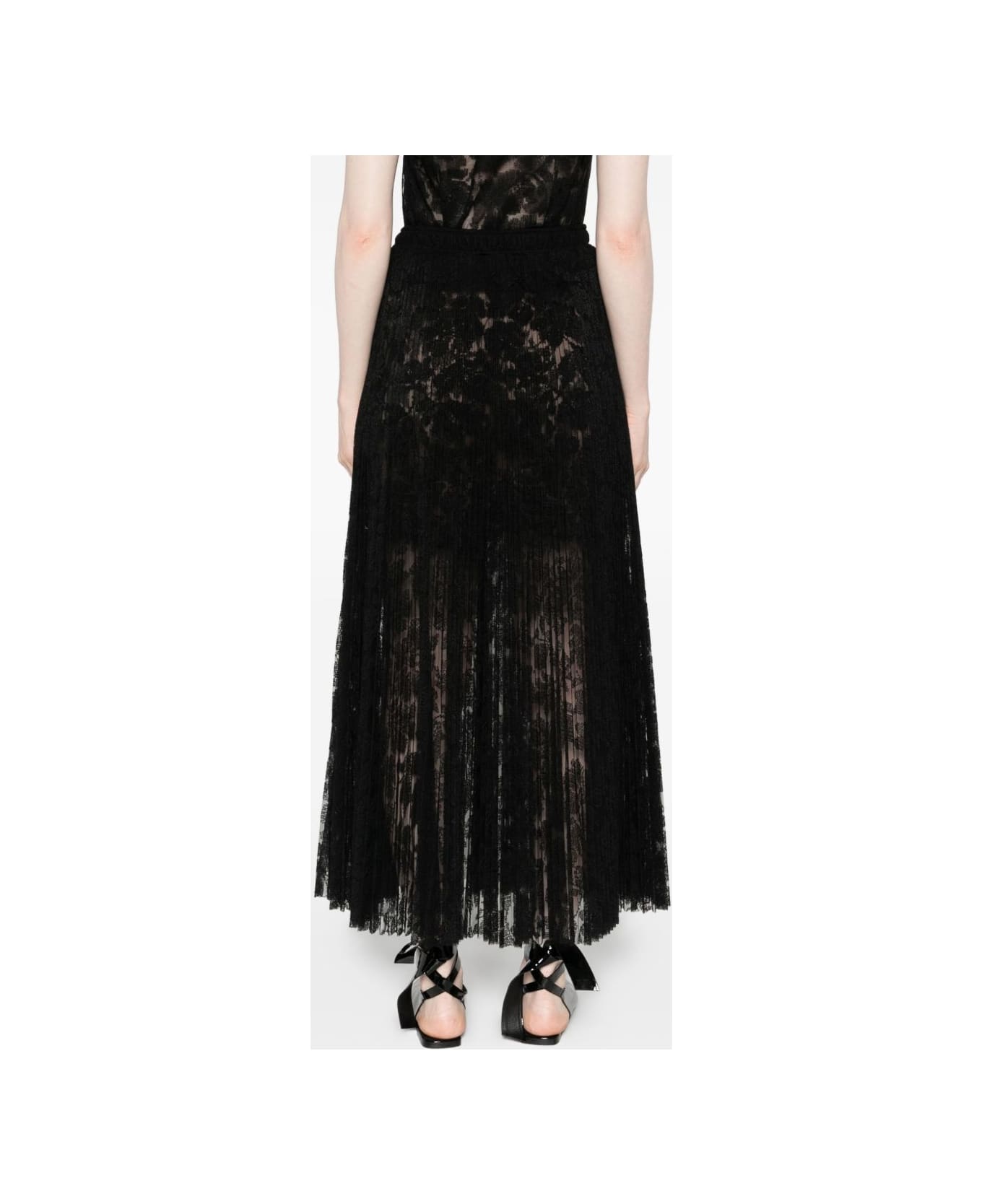 Ermanno Scervino Pleated Midi Skirt - Black