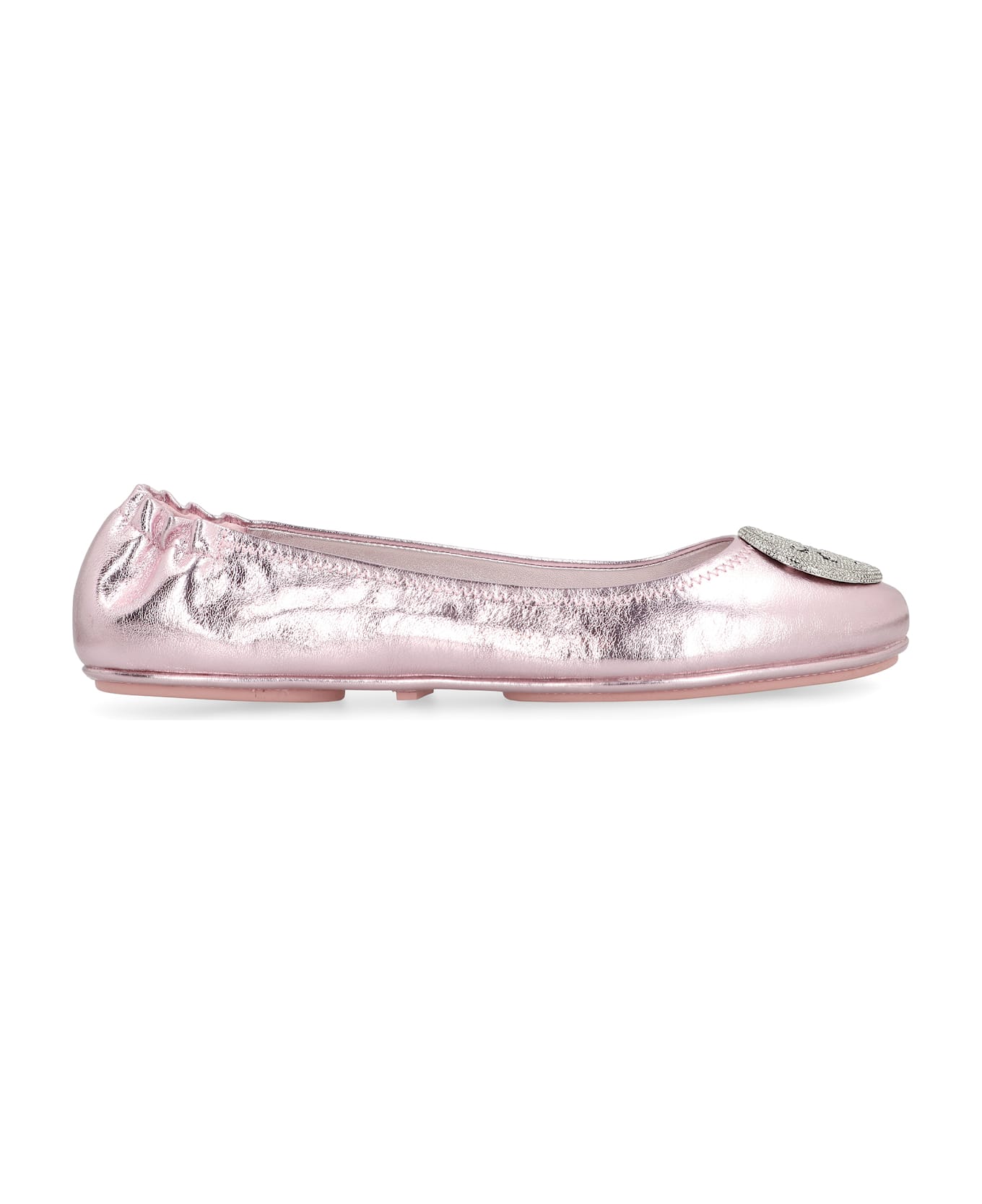 Tory Burch Minnie Travel Metallic Leather Ballet Flats - Pink