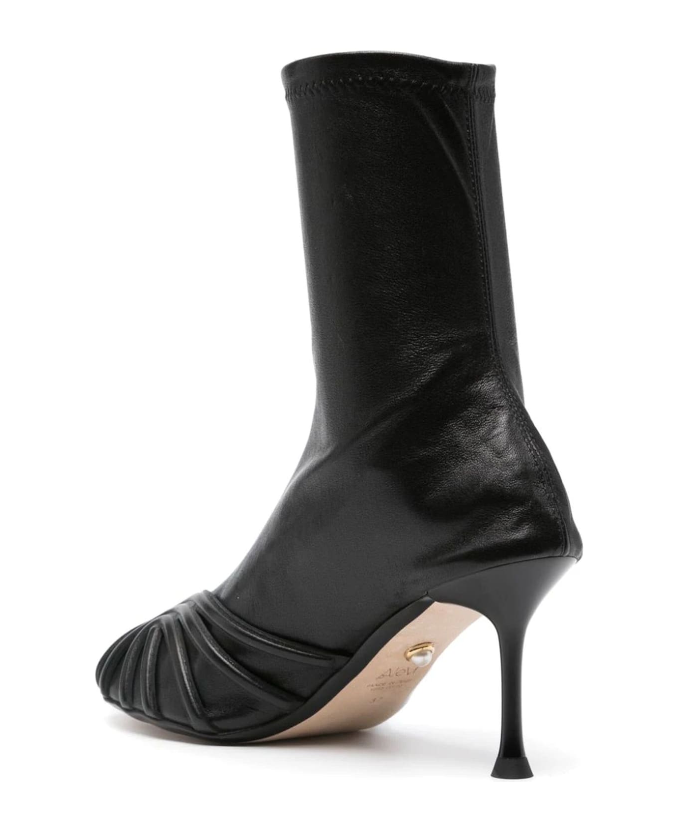 Alevì Black Calf Leather Ankle Boots - Black