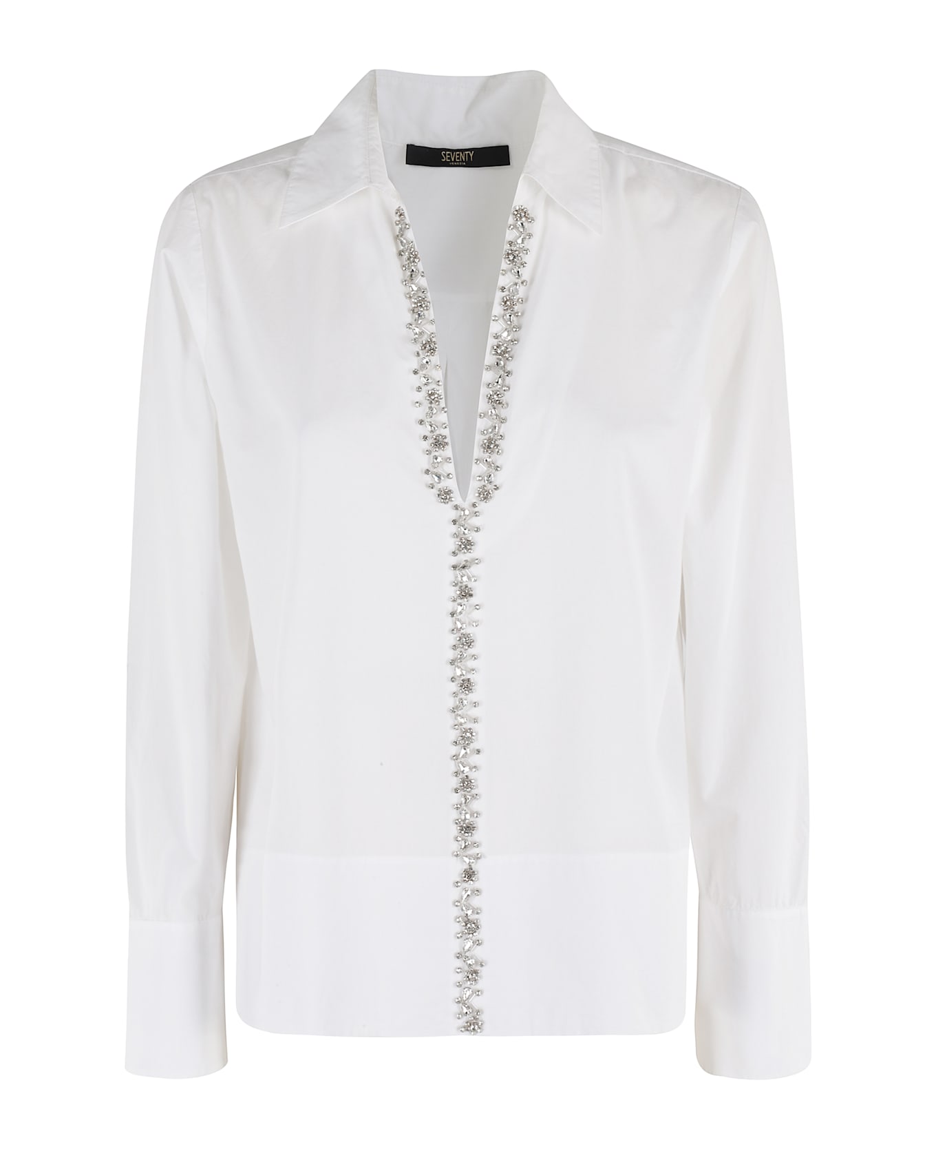 Seventy Camicia Popeline Unito Ricamo Pietre - Bianco