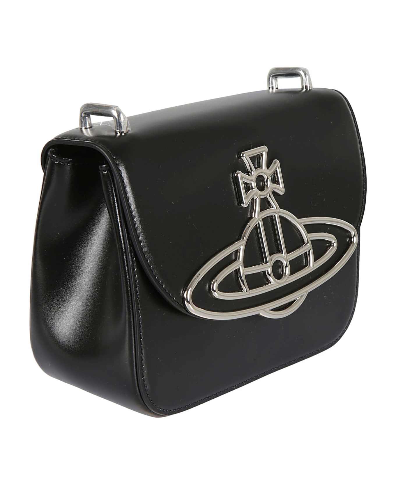 Vivienne Westwood Logo Detail Flap Shoulder Bag - Black