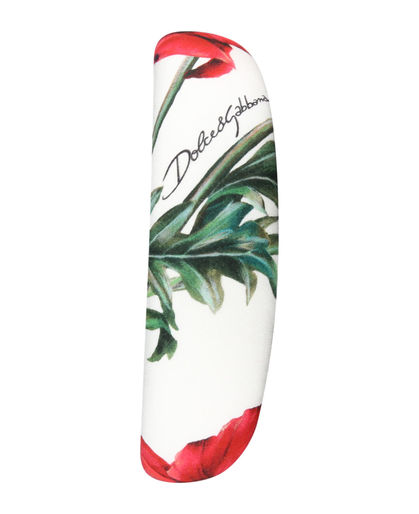 Dolce & Gabbana White Headband For Girl With Poppies And Logo - Bianco