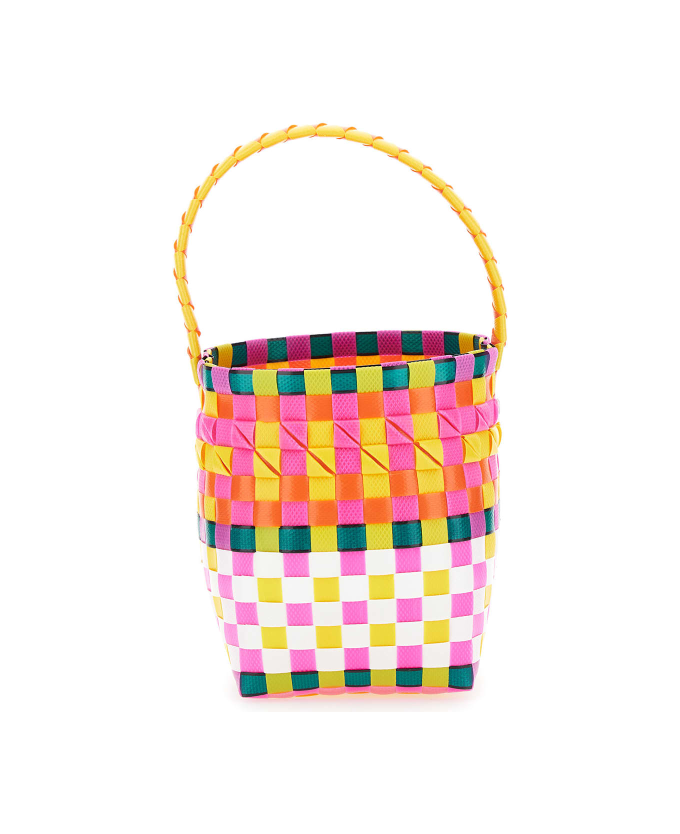 Marni 'pod Kid' Multicolor Bucket Hat With Logo Patch In Woven Polypropylene Girl - Pink アクセサリー＆ギフト
