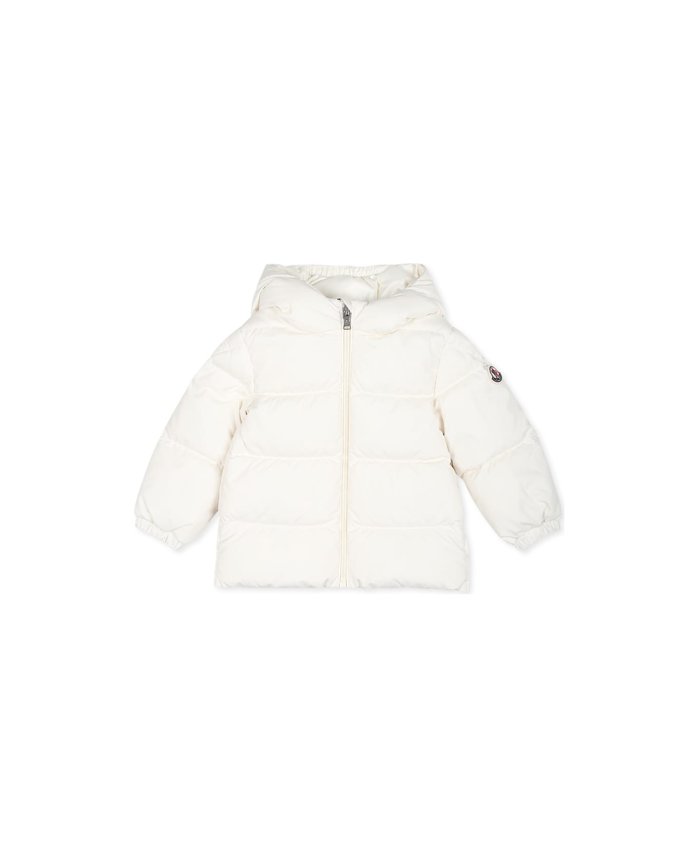 Moncler Sharon White Down Jacket For Baby Girl With Logo - White