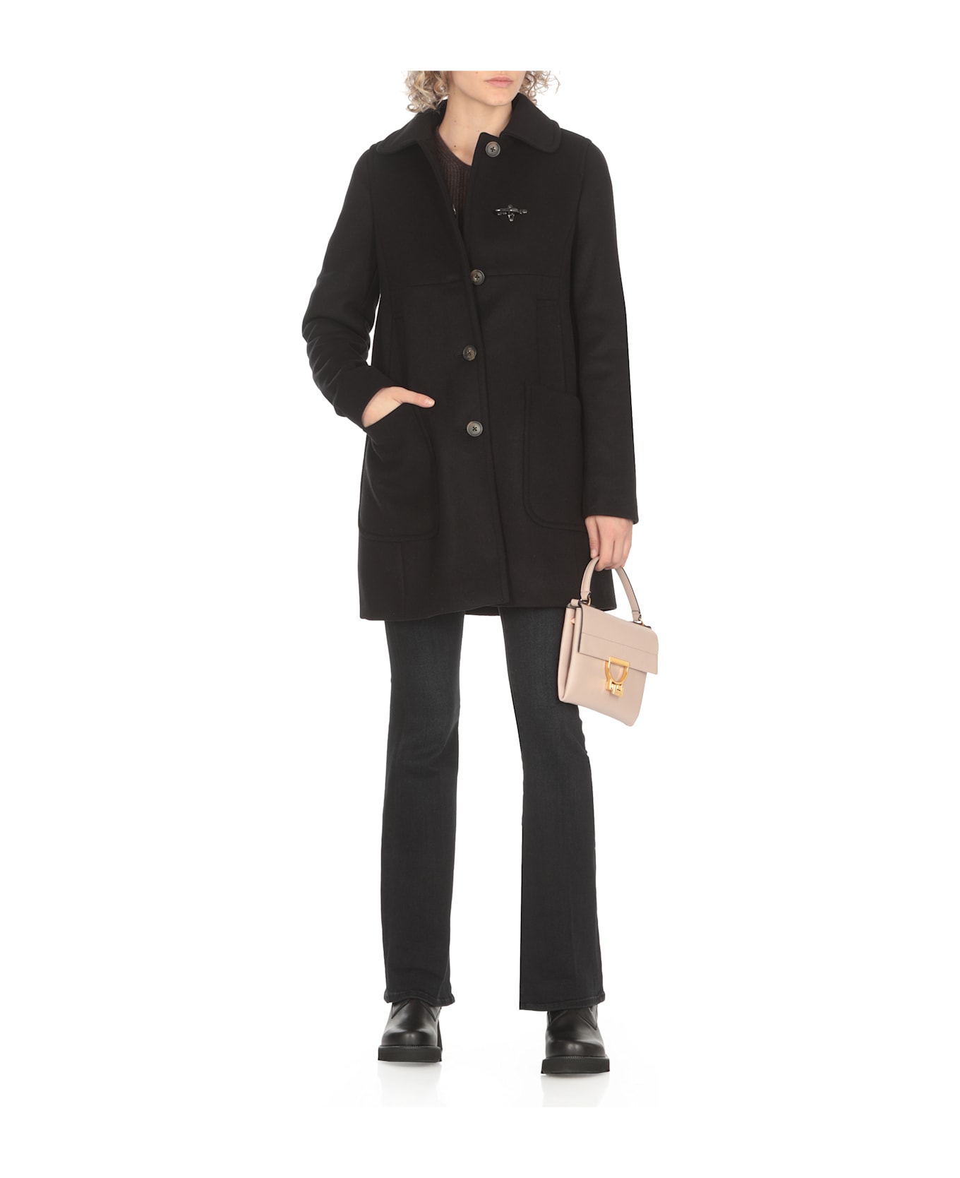Fay Urban Coat With Baby Collar + Hook - Black