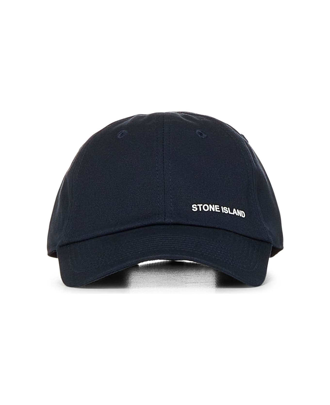 Stone Island Baseball Hat With Embossed Print - Blue 帽子